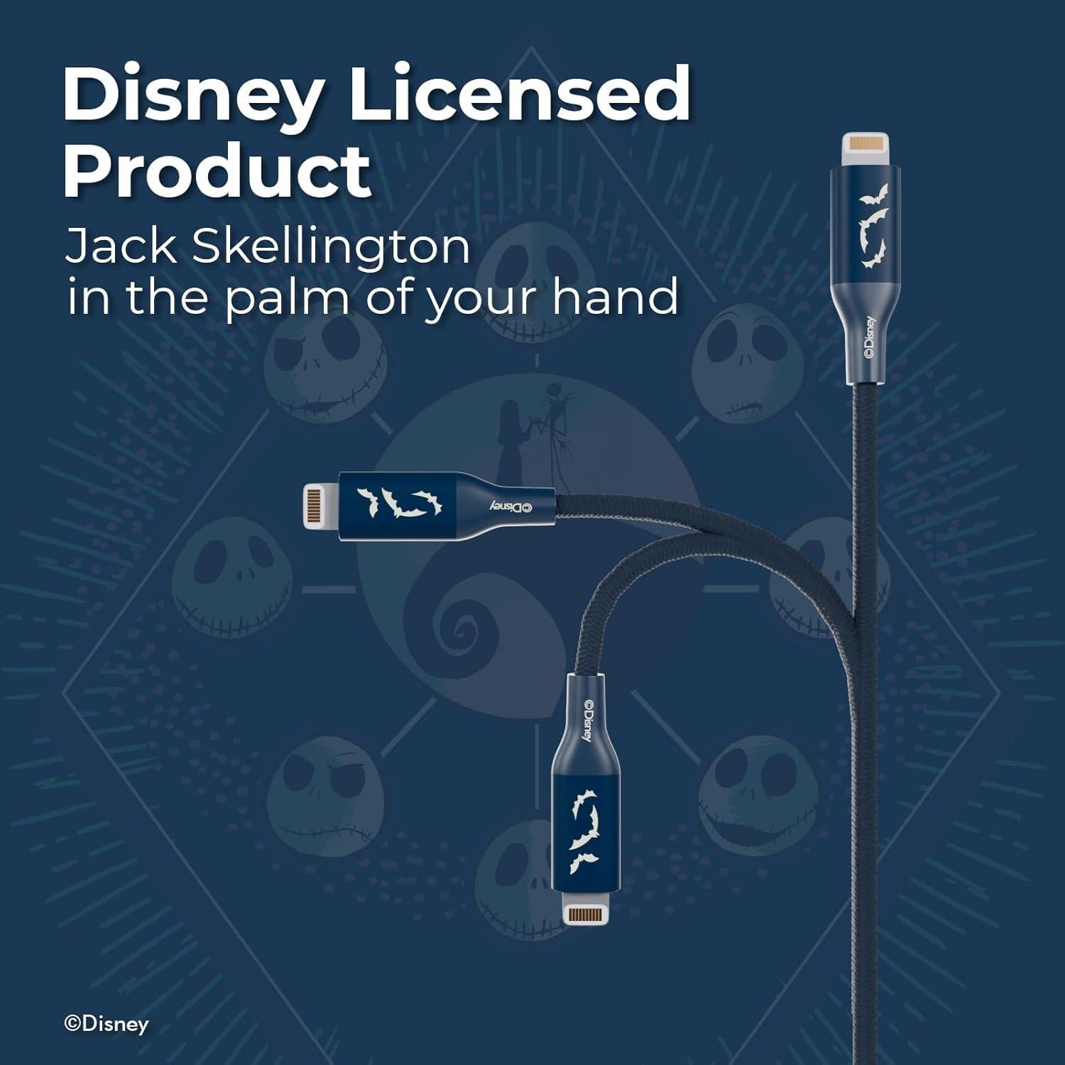 Cargador USB Trenzado Disney Jack Skellington 1.83m MFI