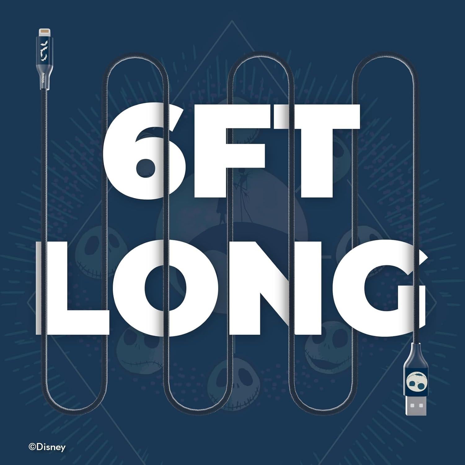 Cargador USB Trenzado Disney Jack Skellington 1.83m MFI