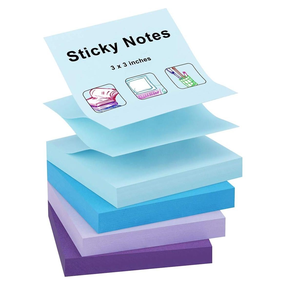 Notas Adhesivas Pop-up ZCZN 7.6x7.6 cm 4 Colores Acuarelados