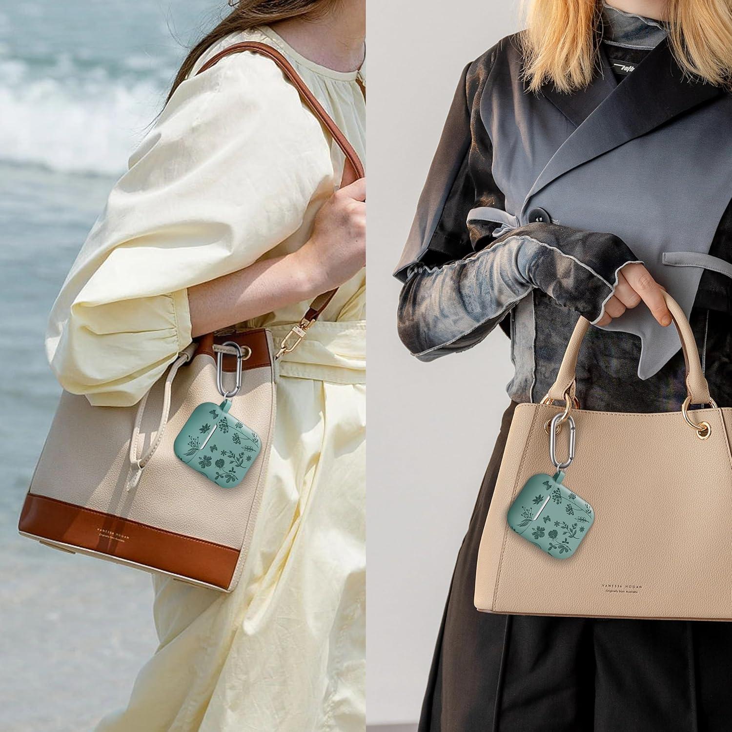 Funda de Silicona Floral para AirPods 1ra/2da Gen - Verde Pino