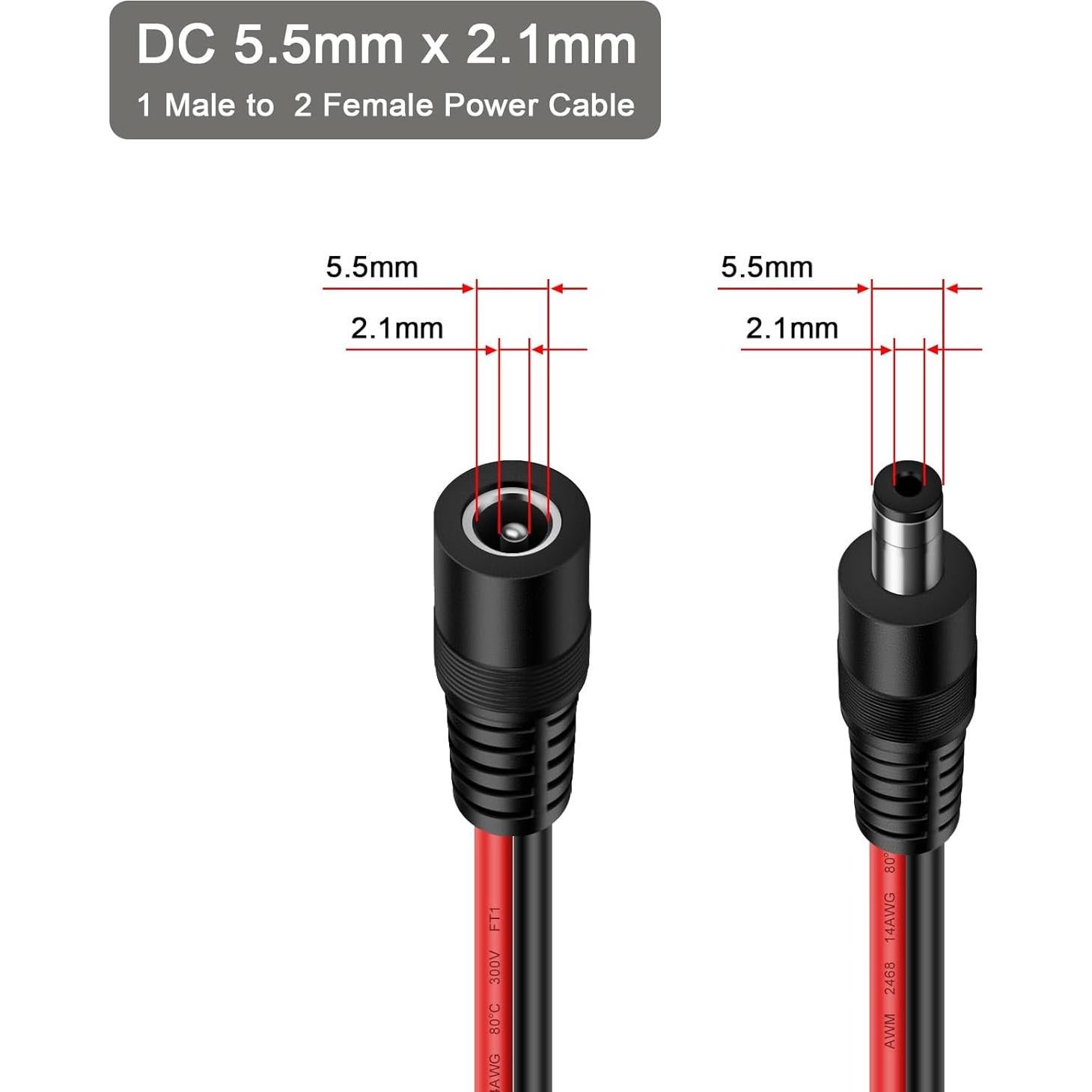 Divisor de Alimentación DC 5.5mm iGreely 1 macho - 2 hembras 45cm