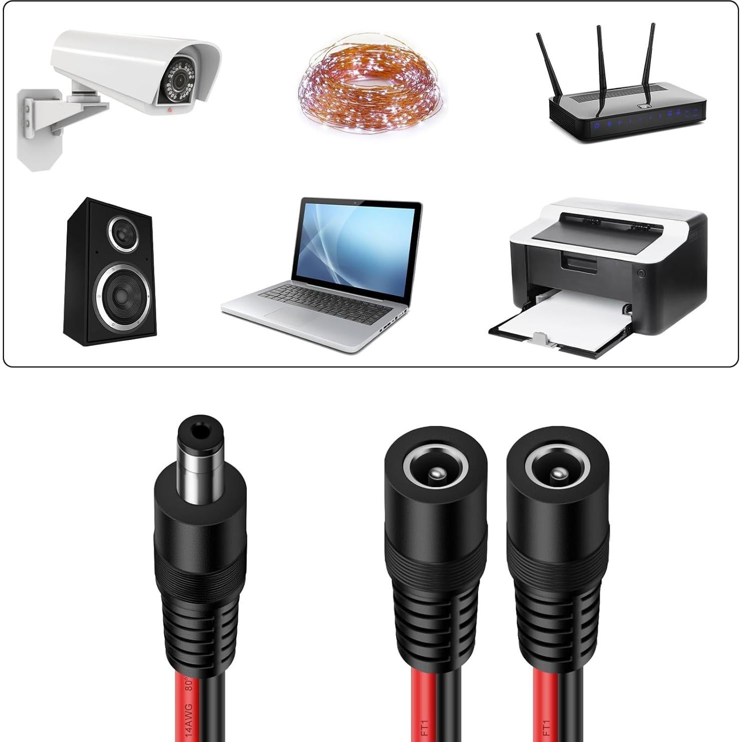 Divisor de Alimentación DC 5.5mm iGreely 1 macho - 2 hembras 45cm