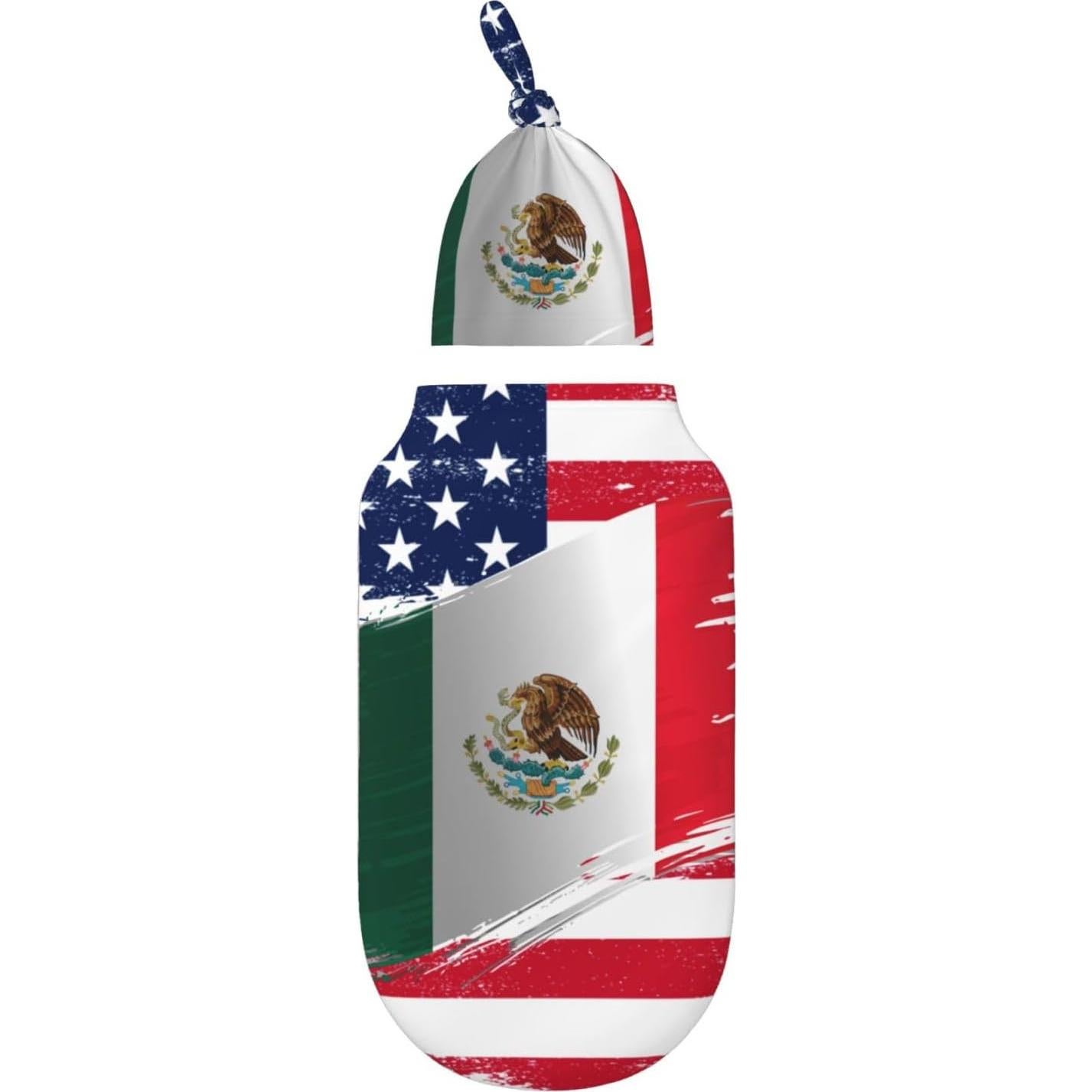 Manta de Arrullo Figtihw Bandera Americana y Mexicana 29x53 cm
