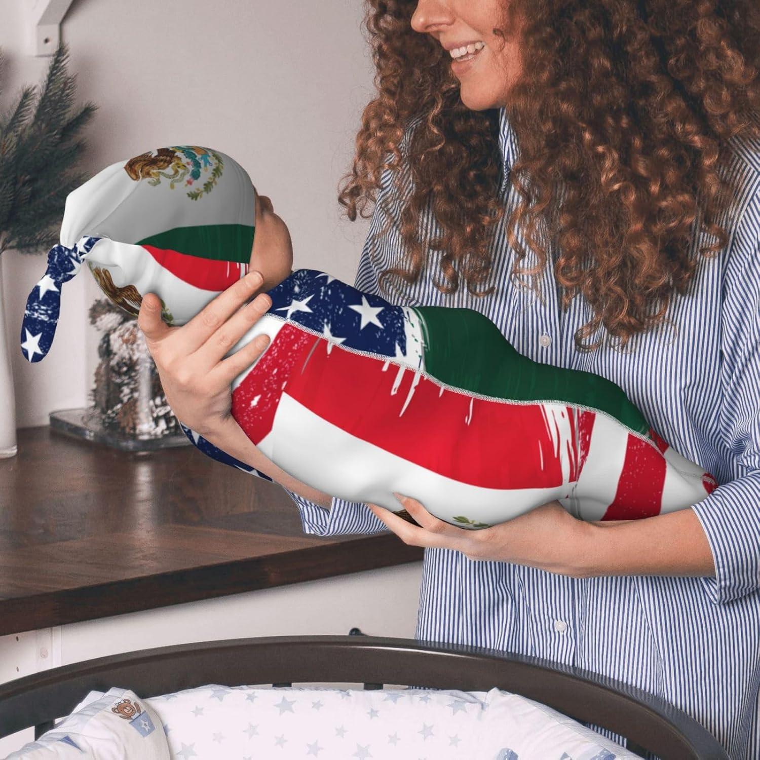 Manta de Arrullo Figtihw Bandera Americana y Mexicana 29x53 cm