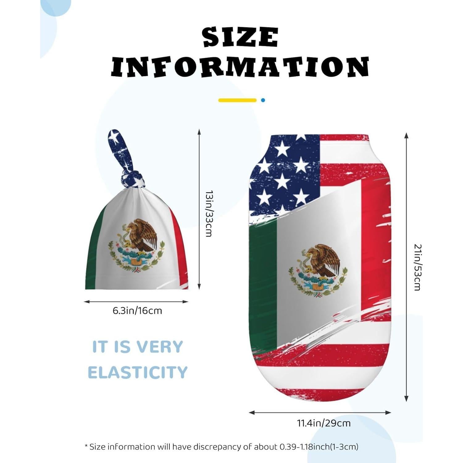 Manta de Arrullo Figtihw Bandera Americana y Mexicana 29x53 cm