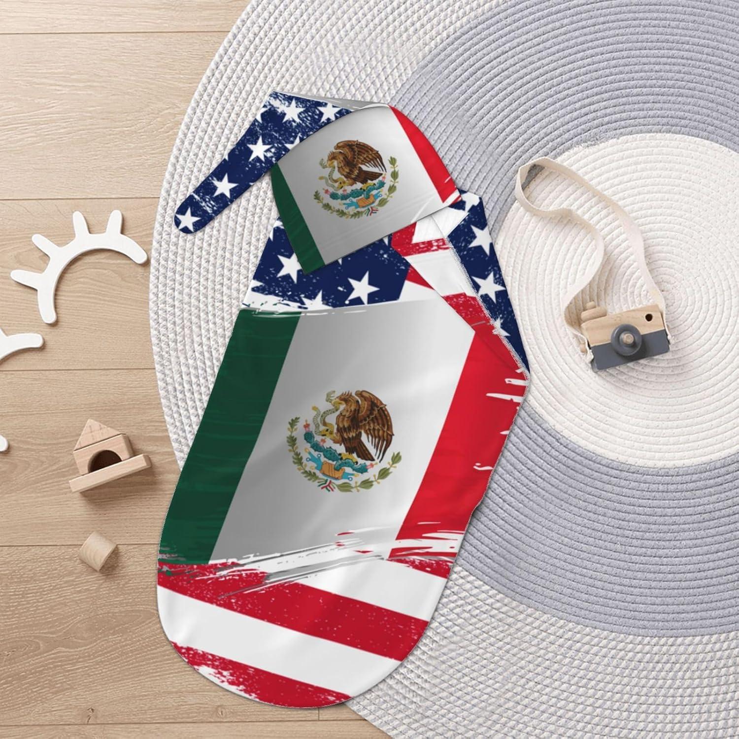 Manta de Arrullo Figtihw Bandera Americana y Mexicana 29x53 cm