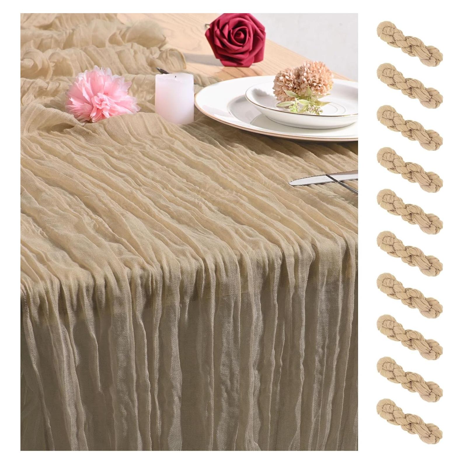 Paquete de 10 Caminos de Mesa de Gasa Beige 20x304 cm Tomeurperf