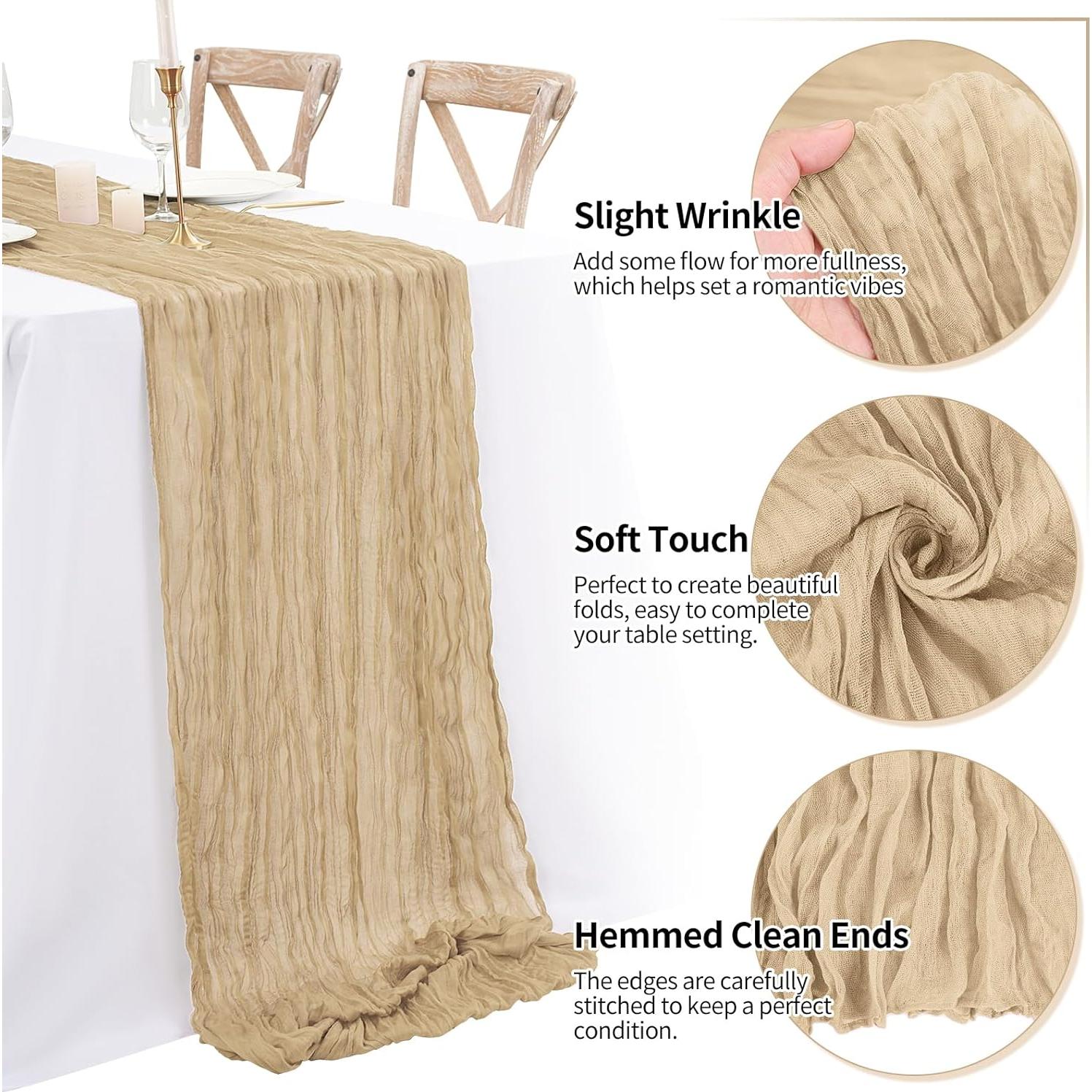 Paquete de 10 Caminos de Mesa de Gasa Beige 20x304 cm Tomeurperf