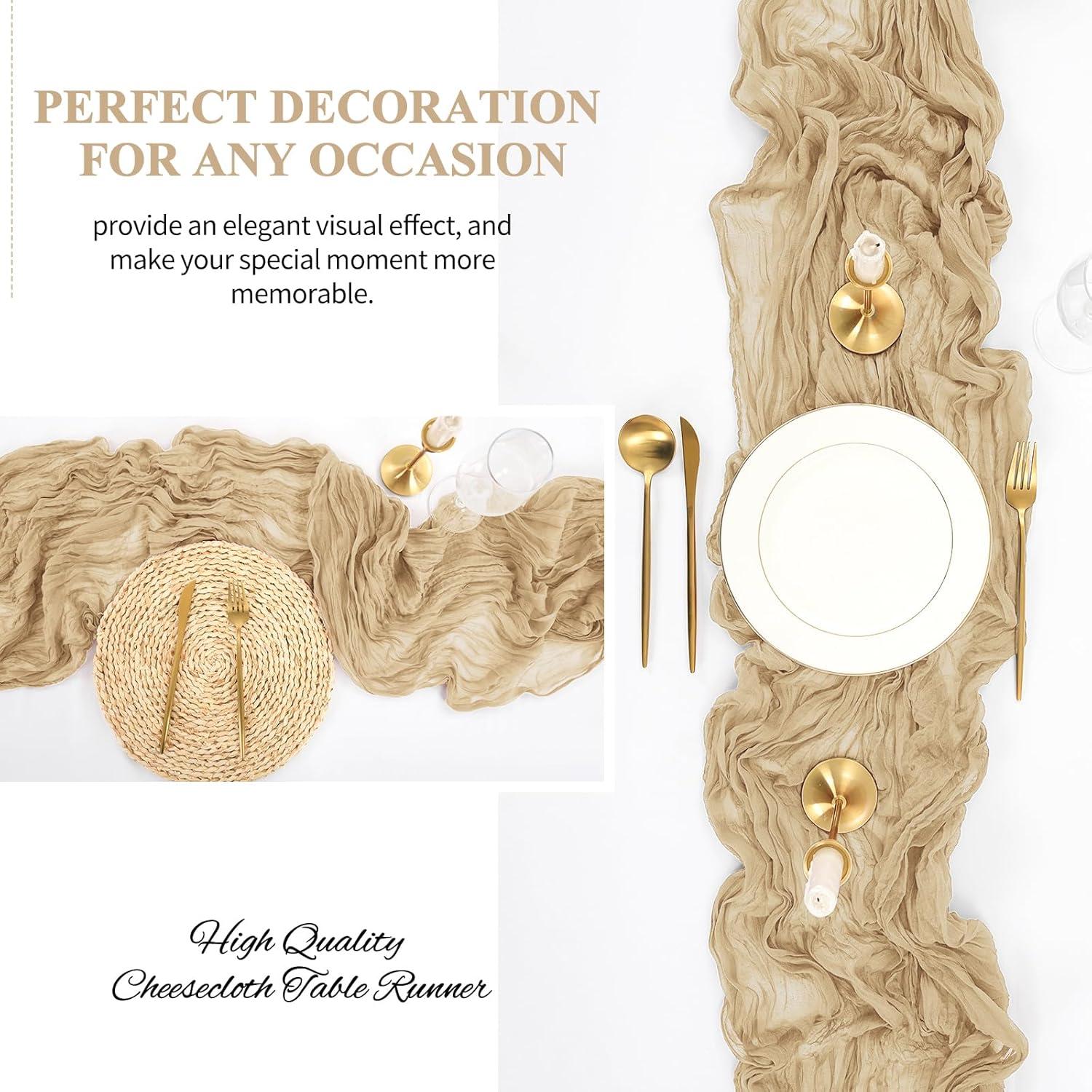 Paquete de 10 Caminos de Mesa de Gasa Beige 20x304 cm Tomeurperf