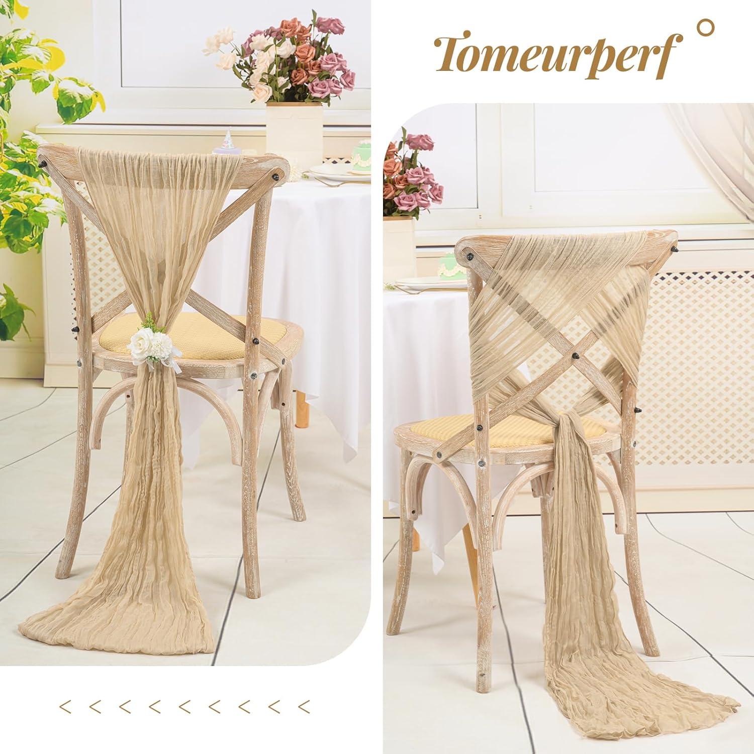 Paquete de 10 Caminos de Mesa de Gasa Beige 20x304 cm Tomeurperf