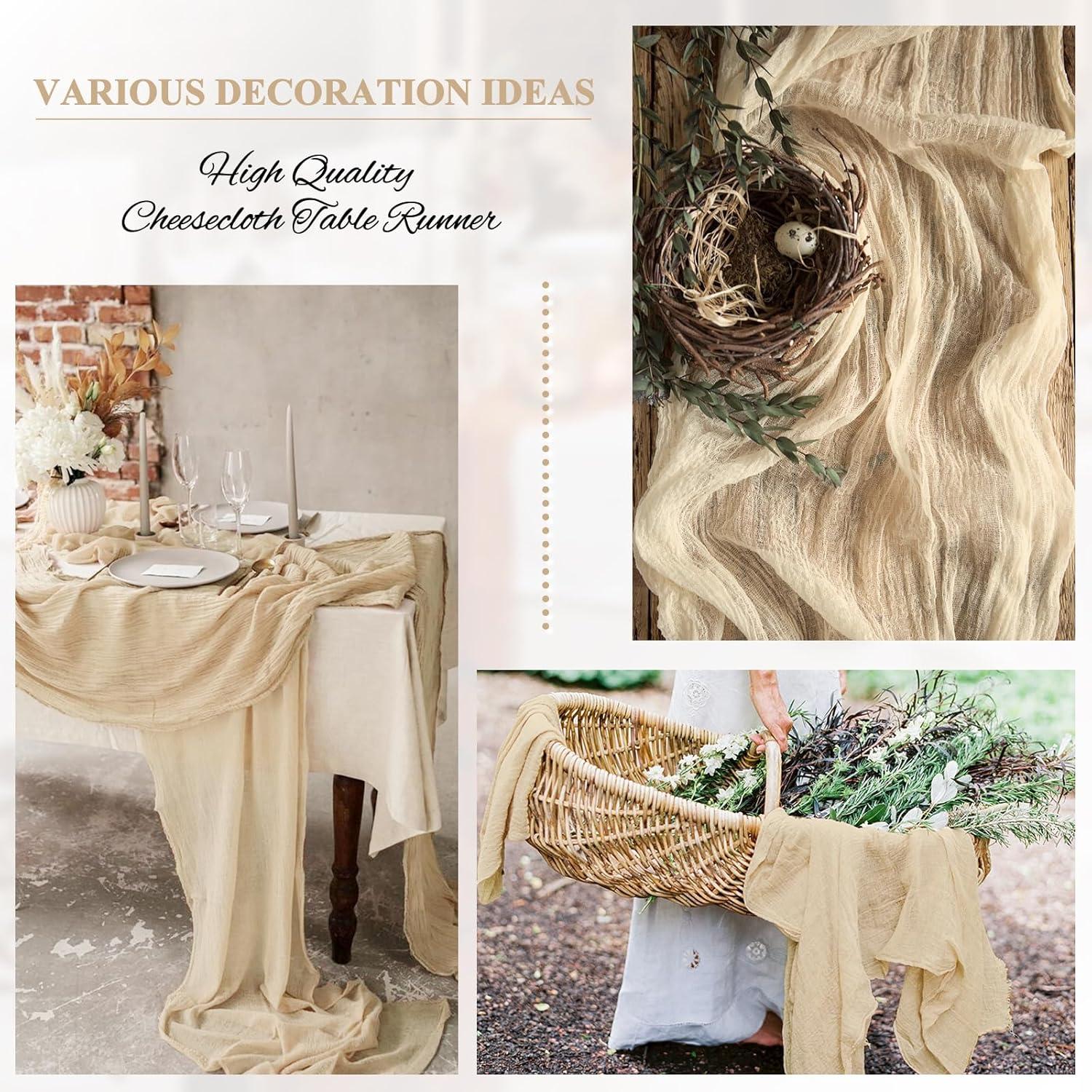 Paquete de 10 Caminos de Mesa de Gasa Beige 20x304 cm Tomeurperf