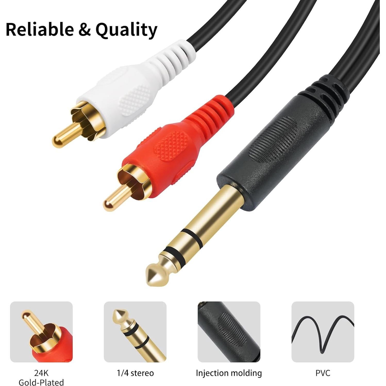Cable Divisor de Audio SiYear 6.35mm a 2 RCA 1.5m