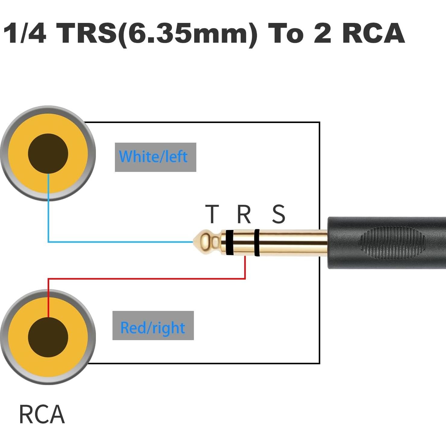 Cable Divisor de Audio SiYear 6.35mm a 2 RCA 1.5m