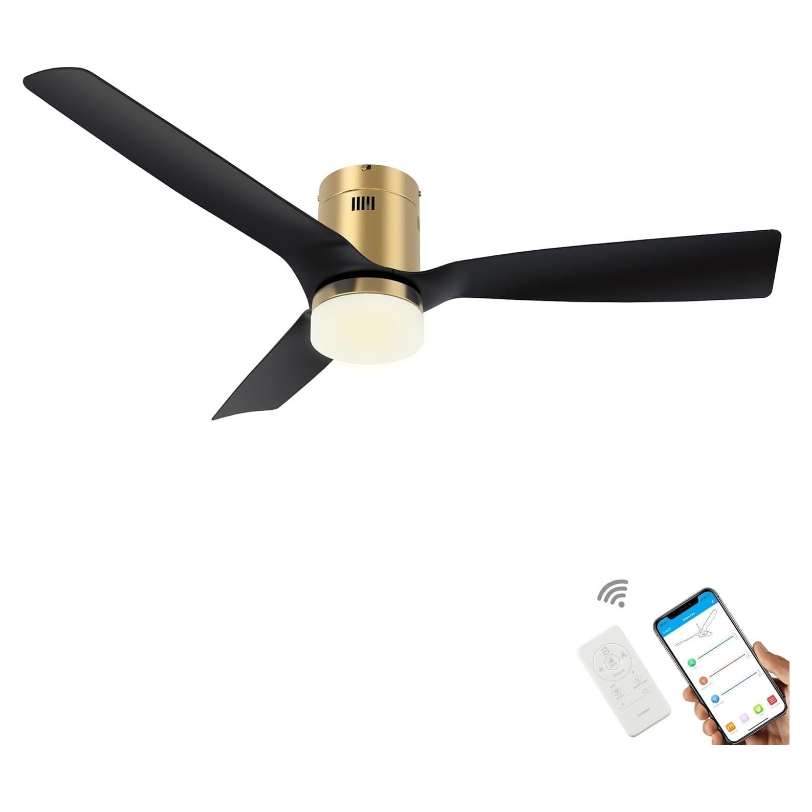 Ventilador de Techo Inteligente SMAAIR 48" Negro/Dorado con Luz LED