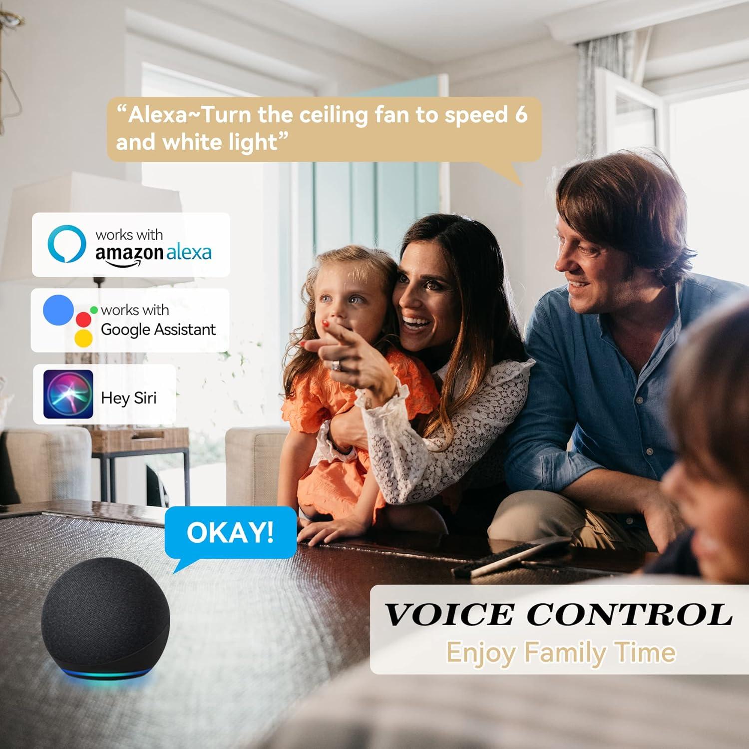 Ventilador de Techo Inteligente SMAAIR 48" Negro/Dorado con Luz LED