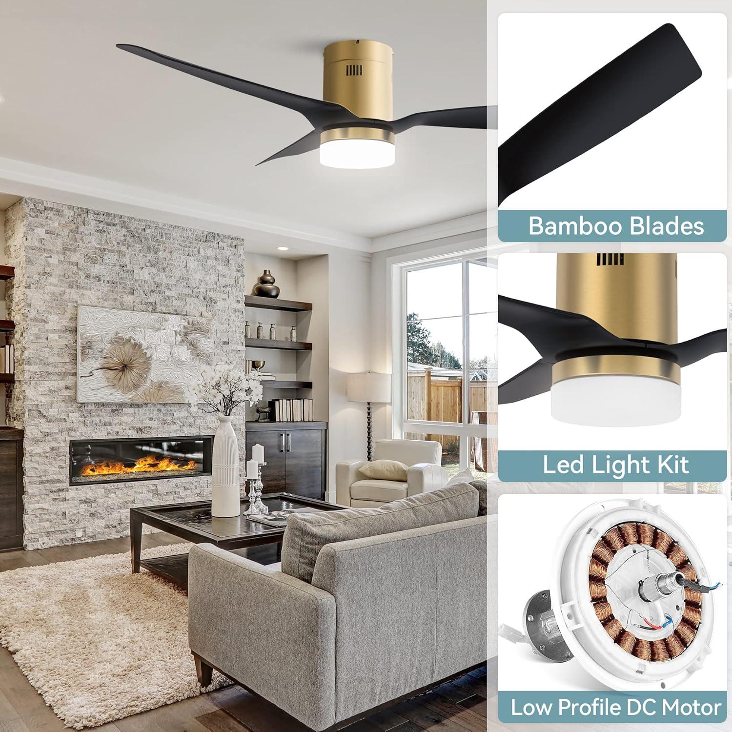 Ventilador de Techo Inteligente SMAAIR 48" Negro/Dorado con Luz LED