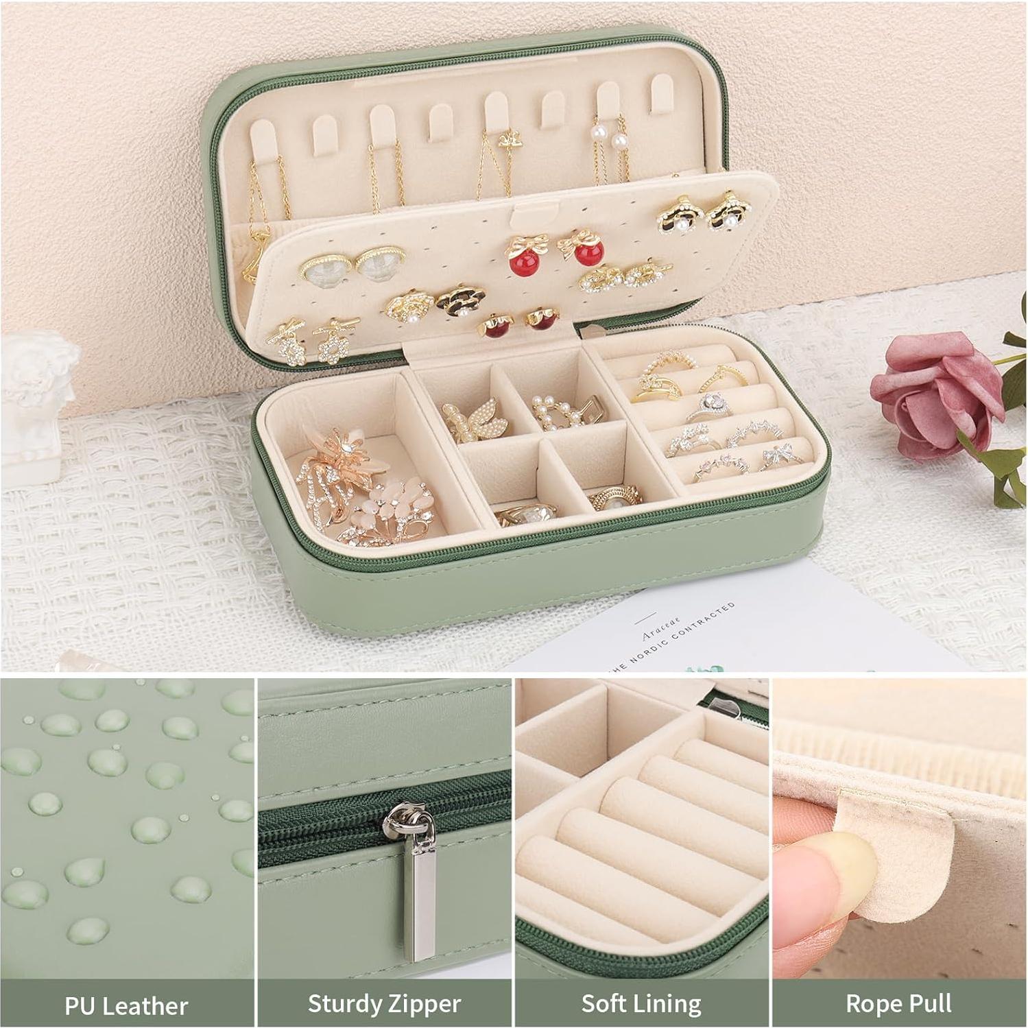 Caja de Joyería de Viaje DesignSter Verde Aguacate Compacta