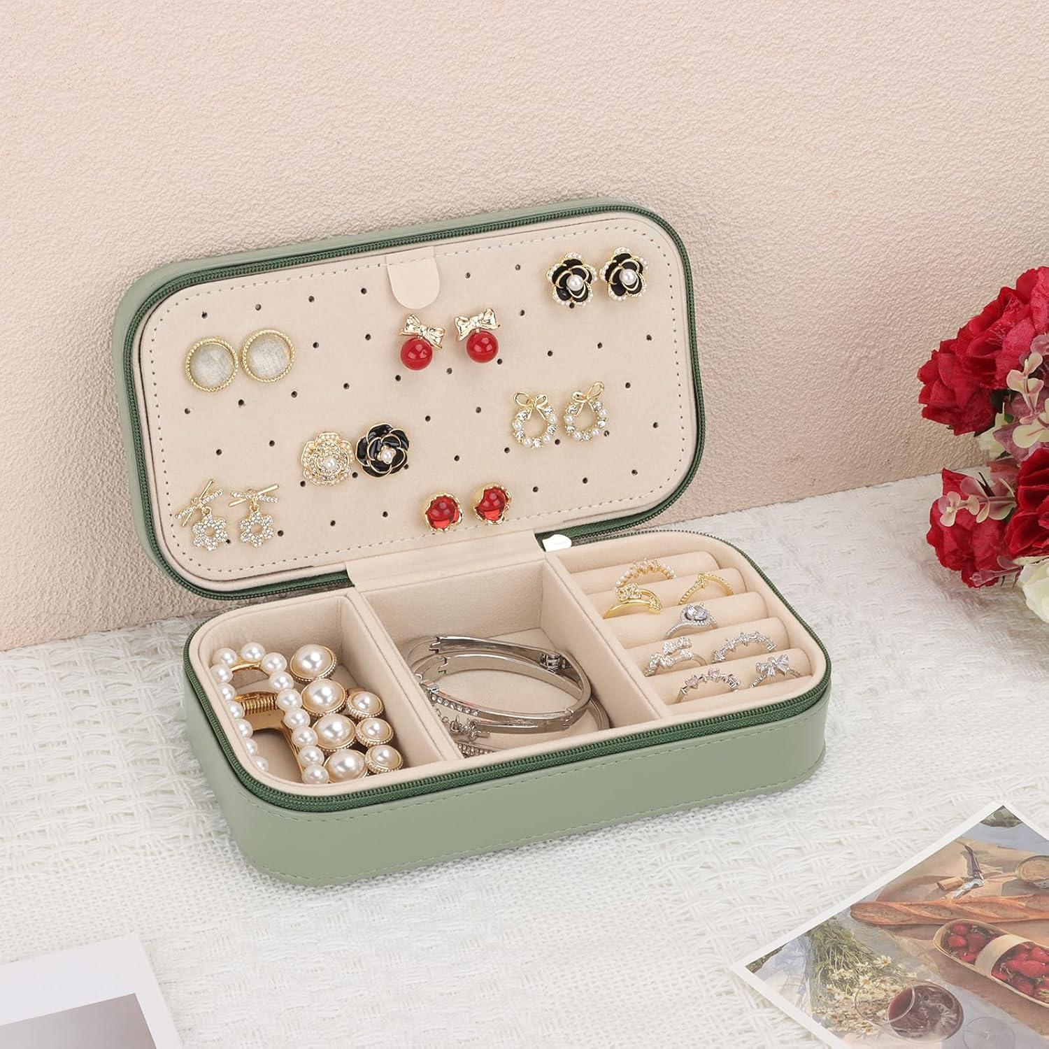 Caja de Joyería de Viaje DesignSter Verde Aguacate Compacta