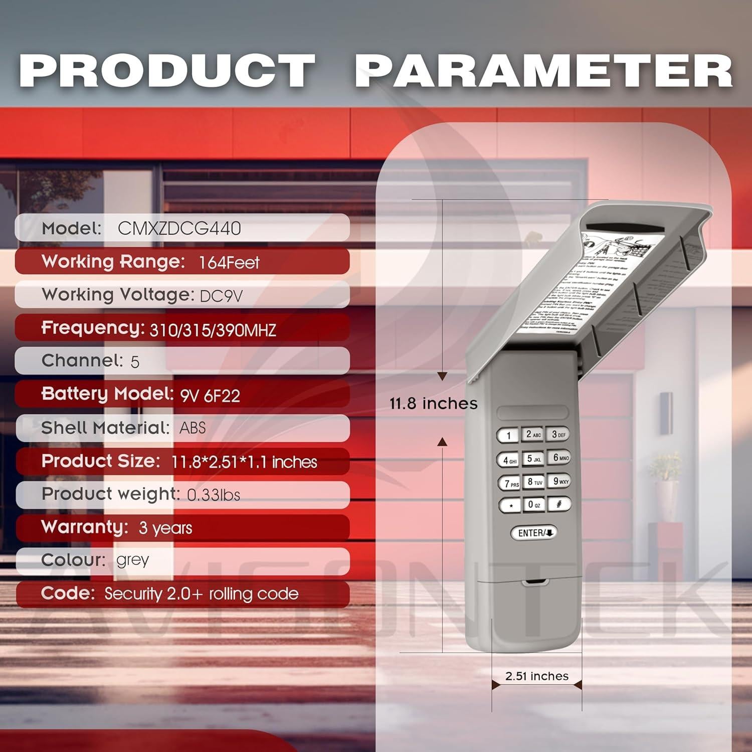 Teclado Universal para Puertas de Garaje Craftsman CMXZDCG440