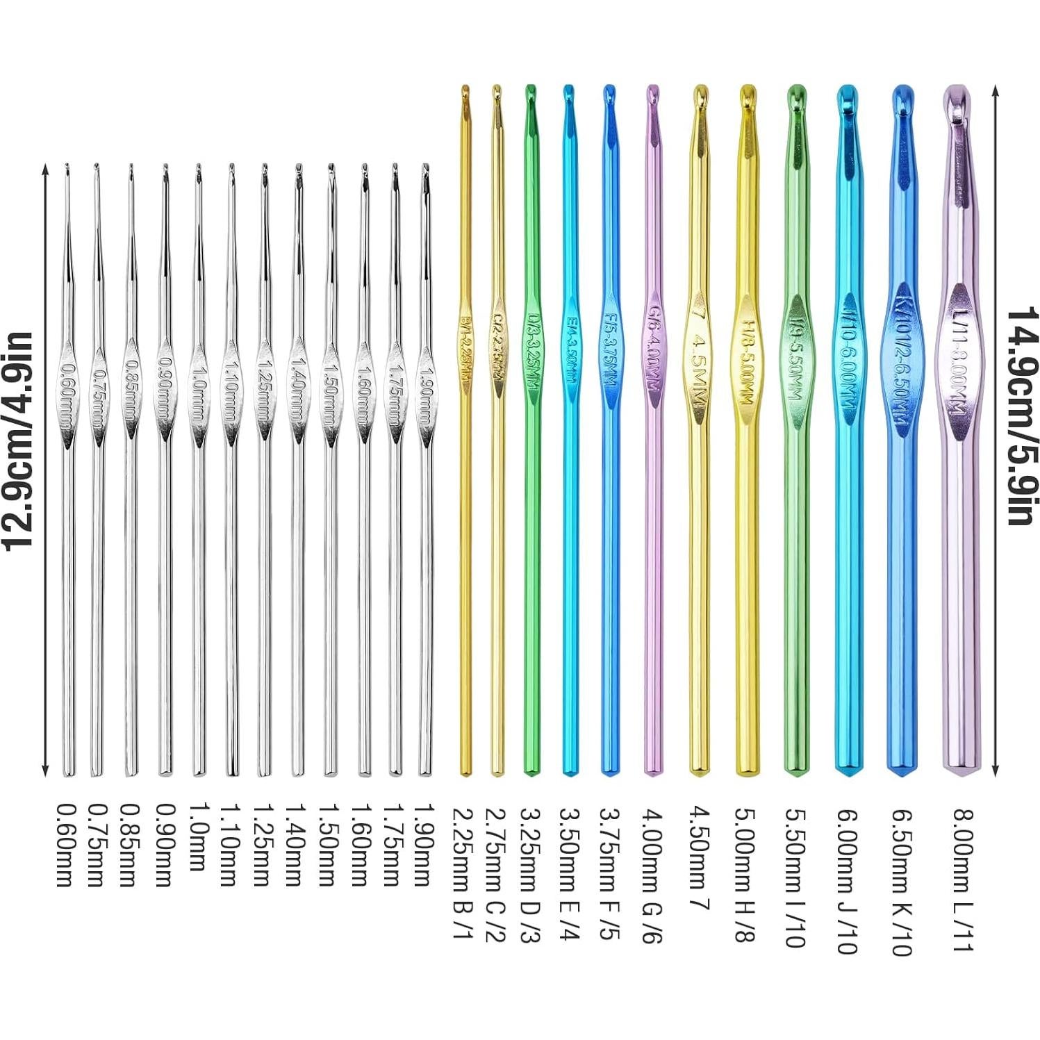 Juego de Ganchillos Metálicos Tomorotec 24 Piezas con Estuche