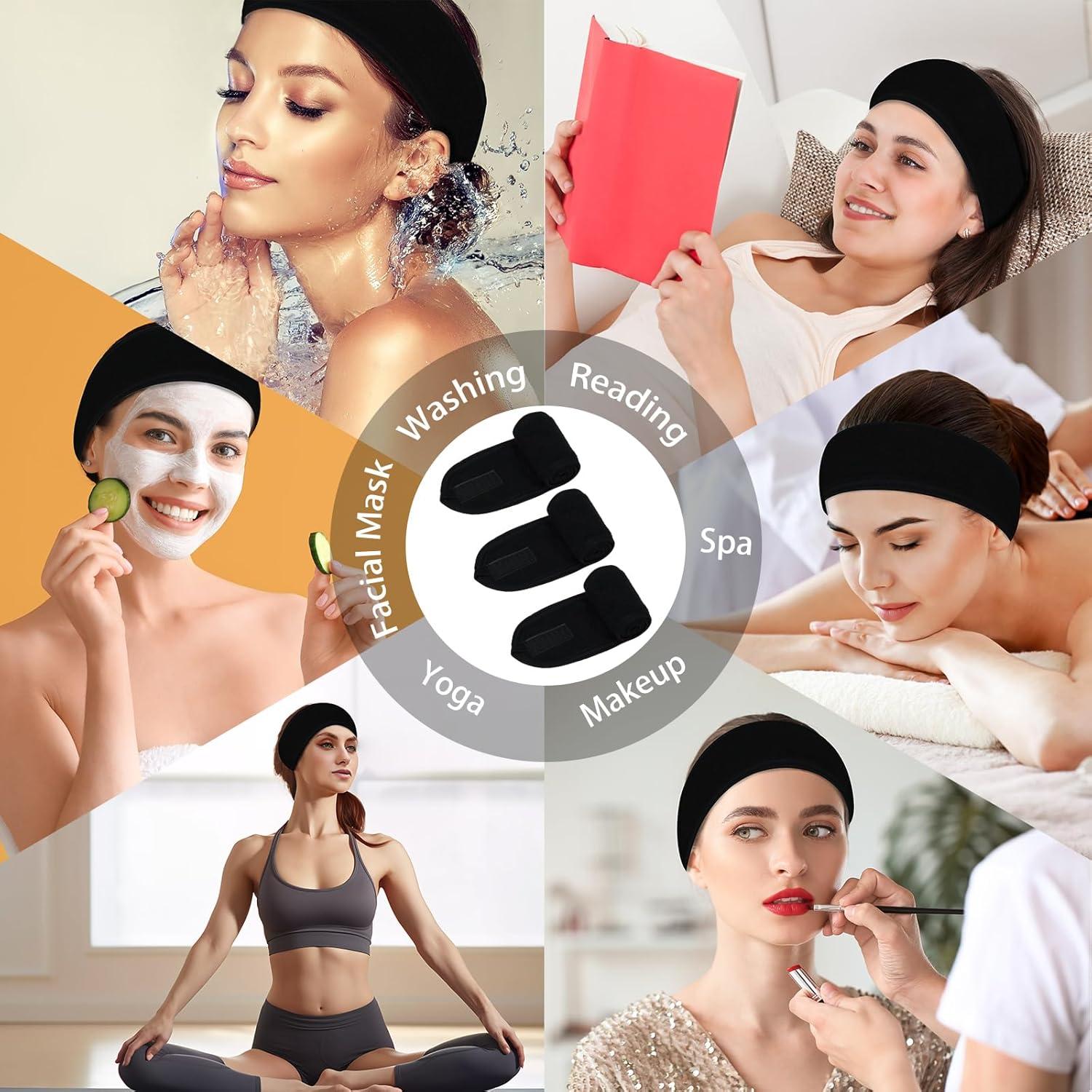 Set de 3 bandas de spa facial Pejnl - Ajustables y antideslizantes