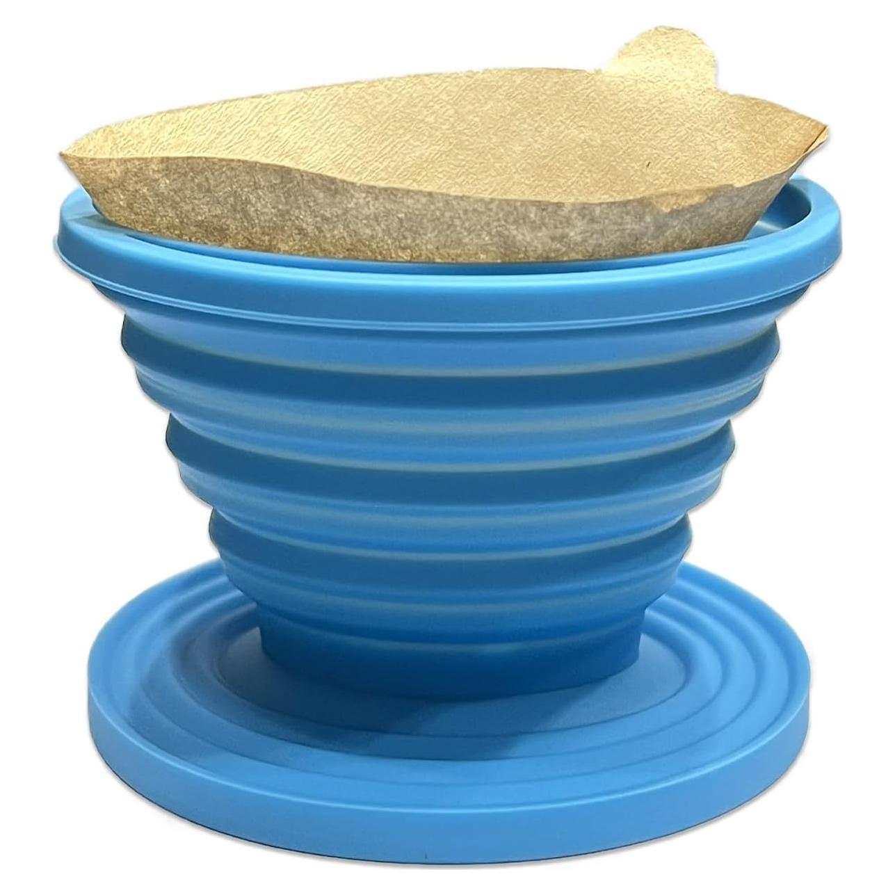 Goteador de Café Plegable Joyangy de Silicona Azul con 5 Filtros