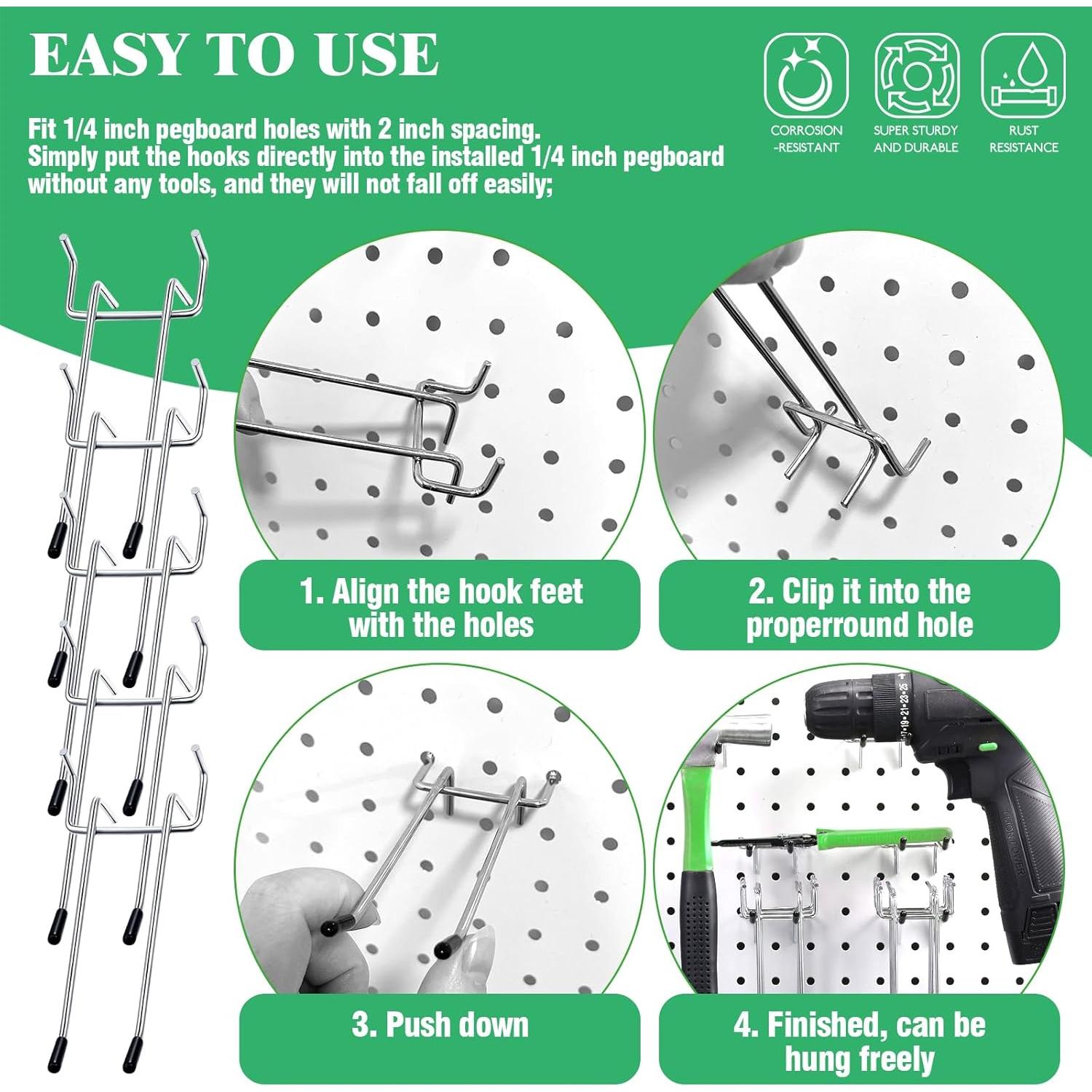 30 Ganchos Doble Brazo Yauhar 12cm Metal Resistente Garaje