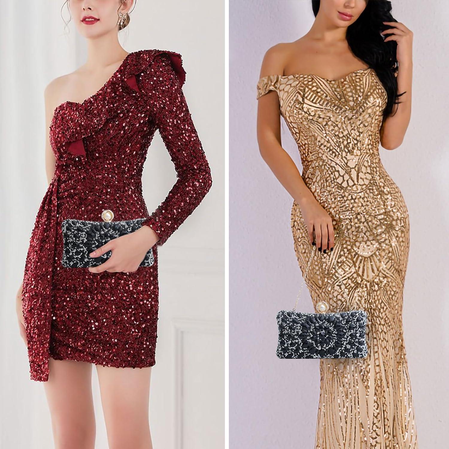 Bolso de Noche Brillante YAPAIOU para Mujeres con Rhinestones