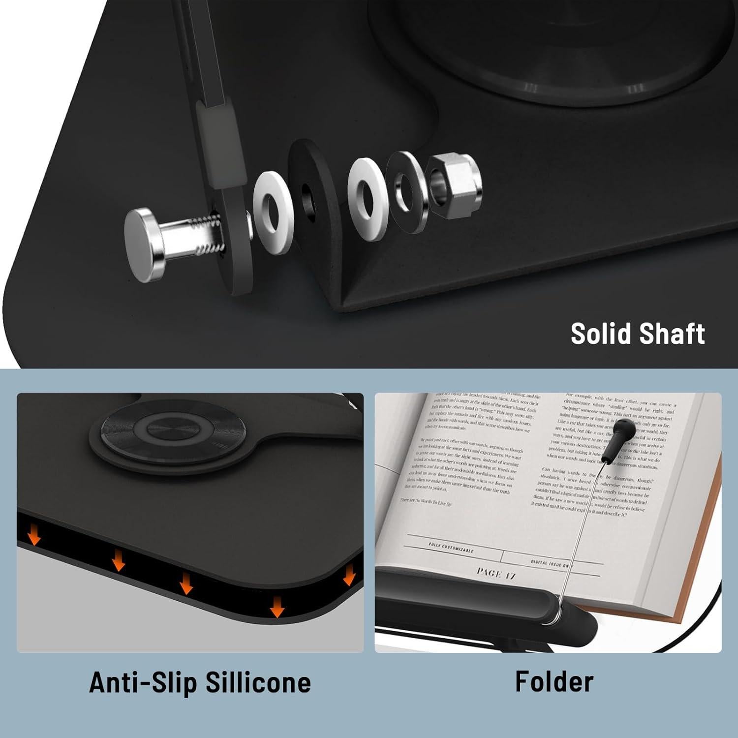 Soporte de Libro Ajustable Aiuca con Rotación 360° y Clips