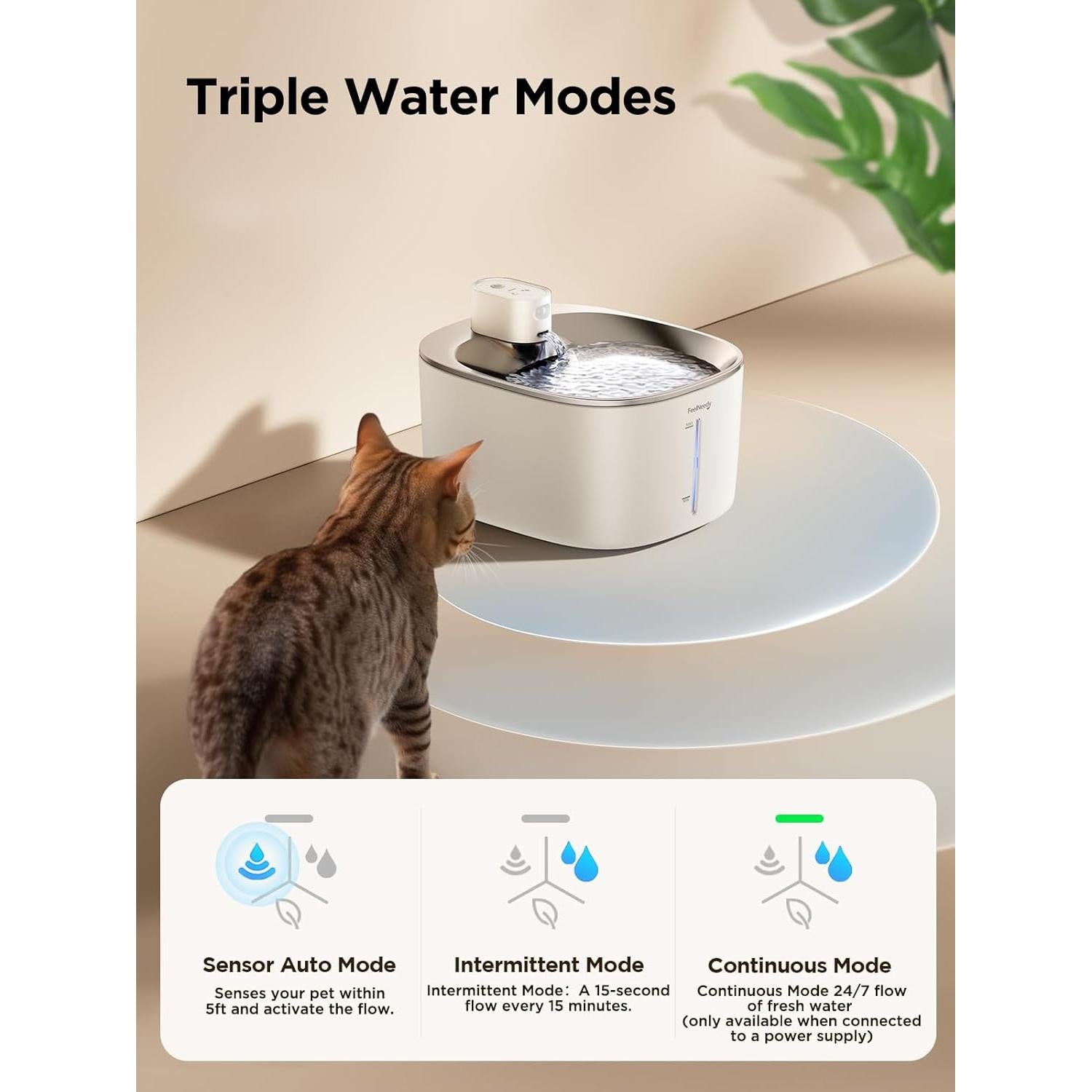 Fuente de Agua Inalámbrica para Gatos FeelNeedy 4L Silenciosa