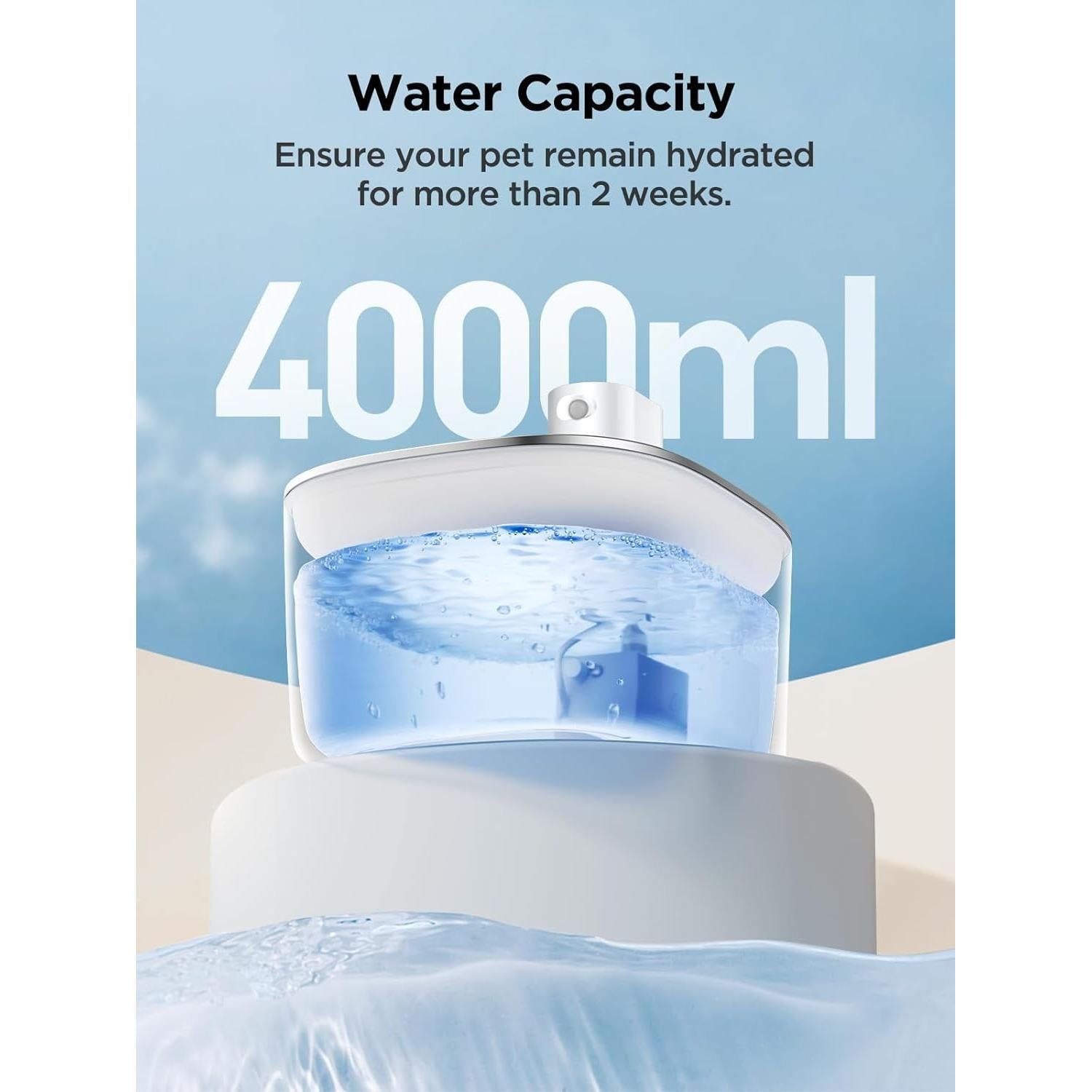 Fuente de Agua Inalámbrica para Gatos FeelNeedy 4L Silenciosa