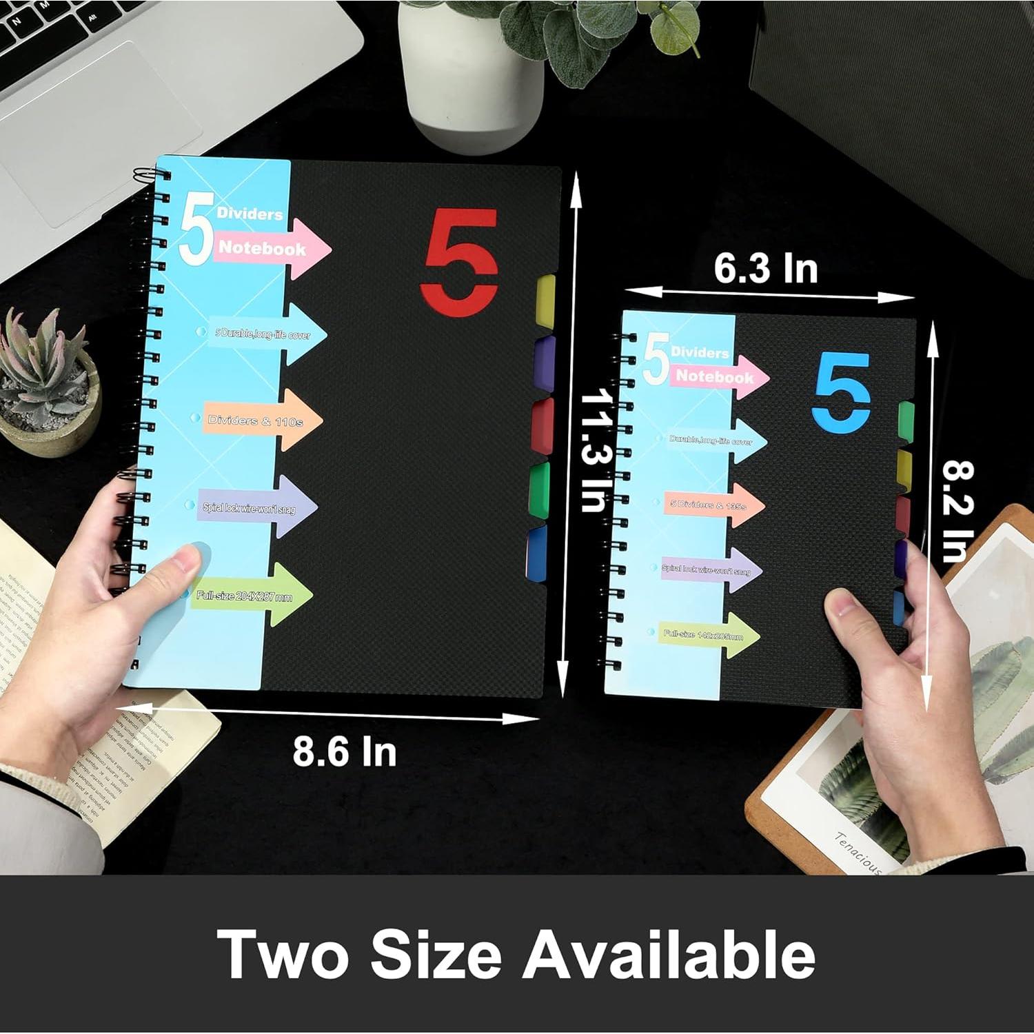 Cuaderno Espiralado CAGIE A4 5 Materias Negro 220 Páginas