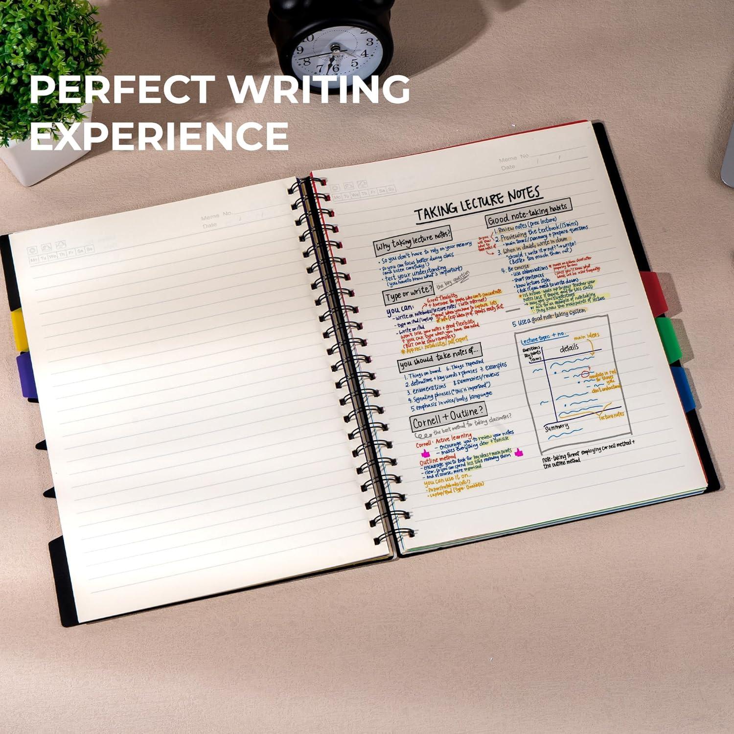 Cuaderno Espiralado CAGIE A4 5 Materias Negro 220 Páginas