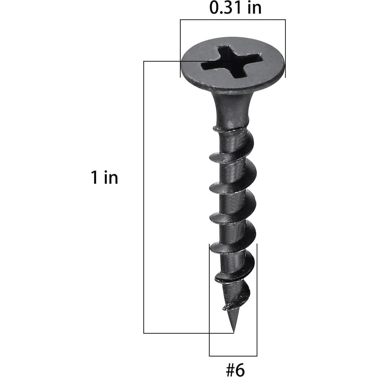 Tornillos para paneles de yeso Wensilon #6 x 25.4mm negros 313 pcs