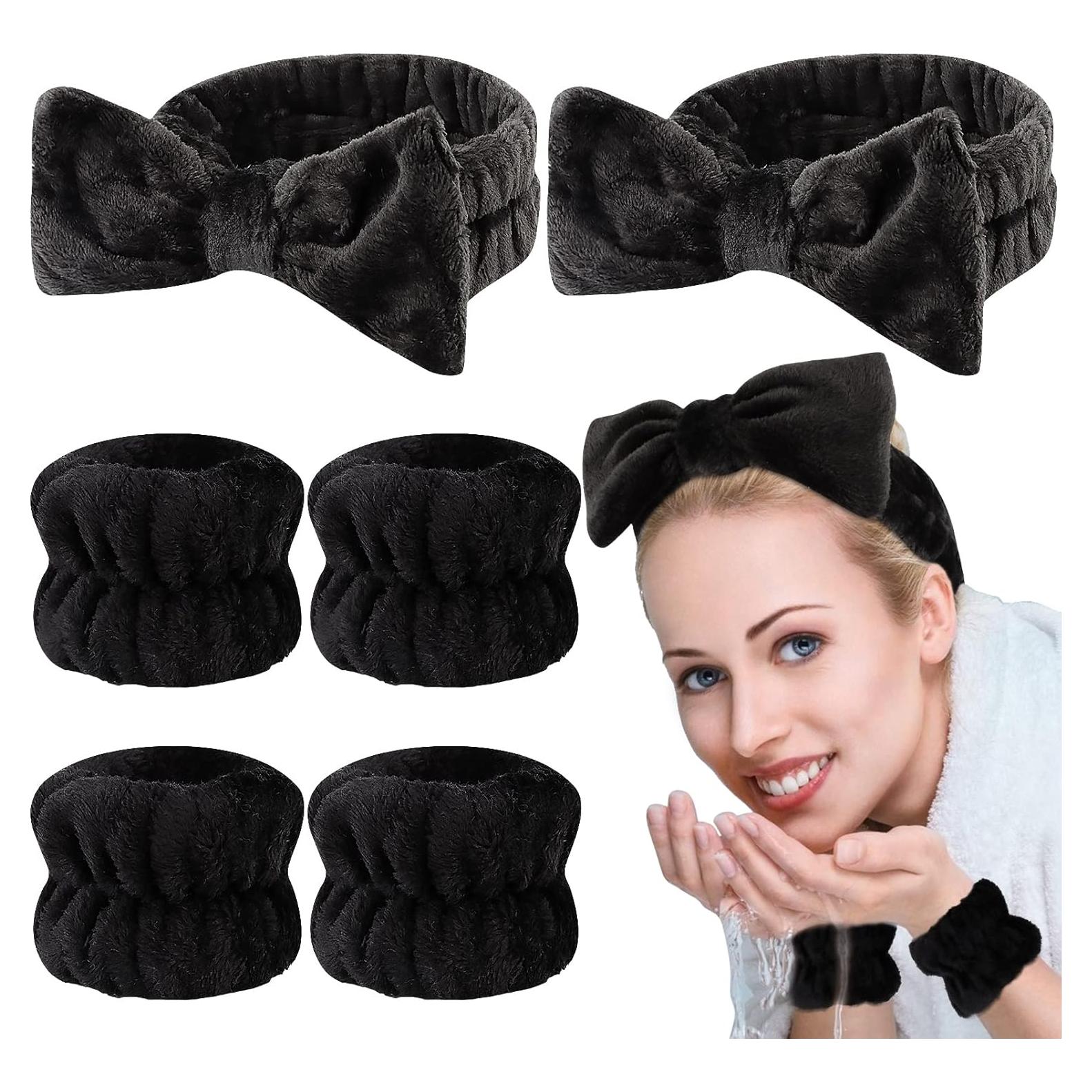 Conjunto de 6 Diademas y Muñequera Negra Casoty - Spa y Maquillaje