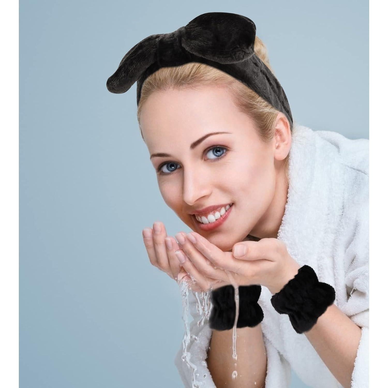 Conjunto de 6 Diademas y Muñequera Negra Casoty - Spa y Maquillaje