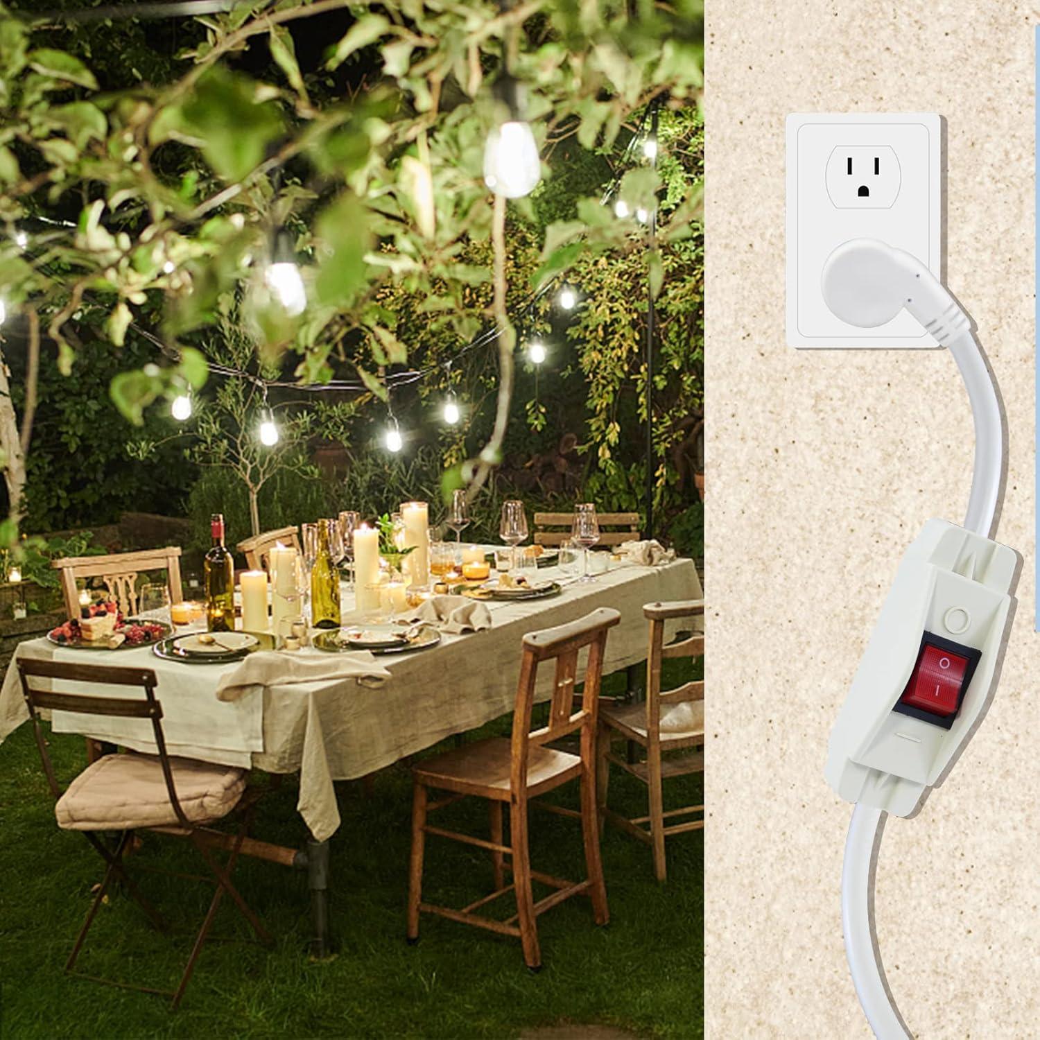 Cable de Extensión Corto 2FT SJTW con Interruptor Blanco 15A