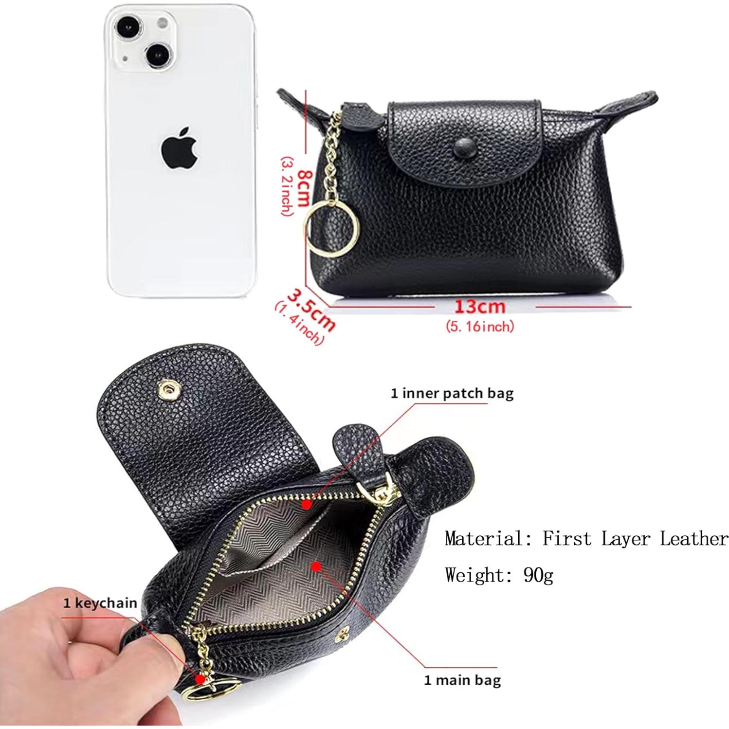 Monedero de Cuero para Mujeres Fuerxy US-Bag-02 Negro