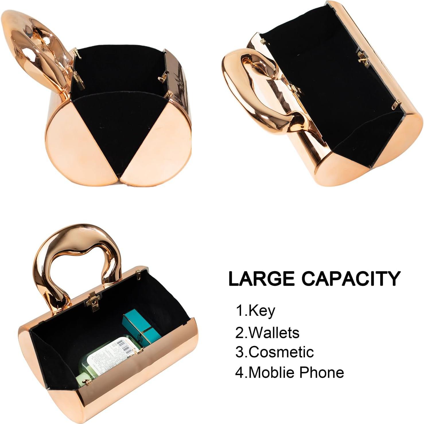 Bolso de Noche Dorado Acrílico BagHeiyy 17.8x9x27.9cm