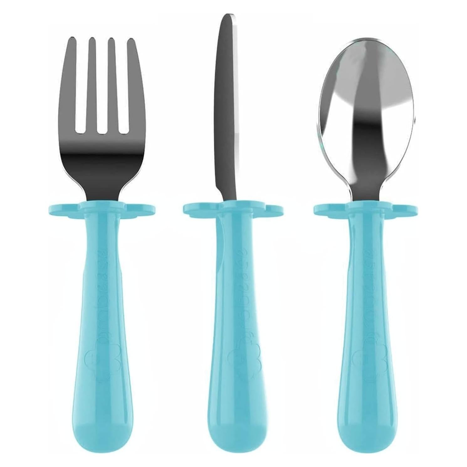 Juego de Cubiertos para Niños Grabease - Acero Inoxidable Azul