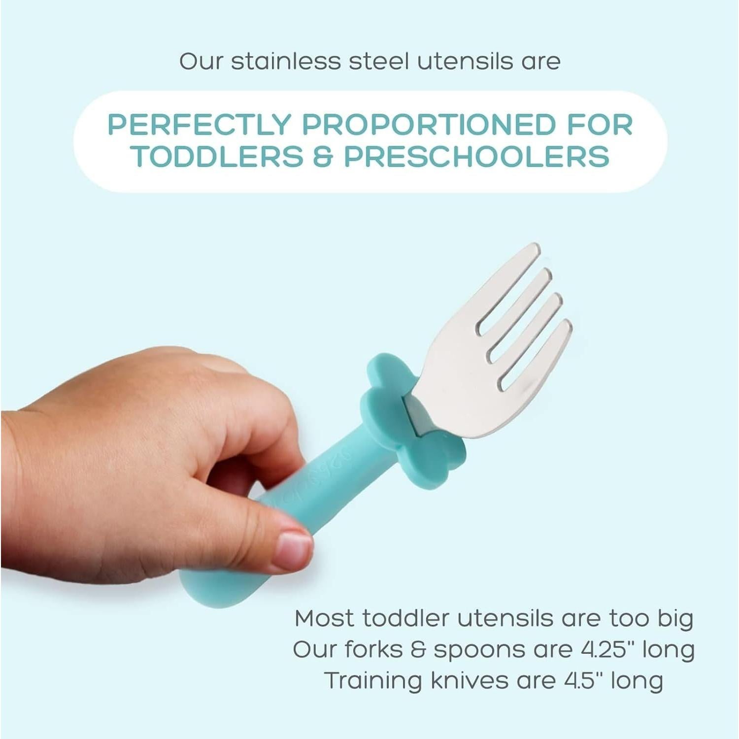 Juego de Cubiertos para Niños Grabease - Acero Inoxidable Azul