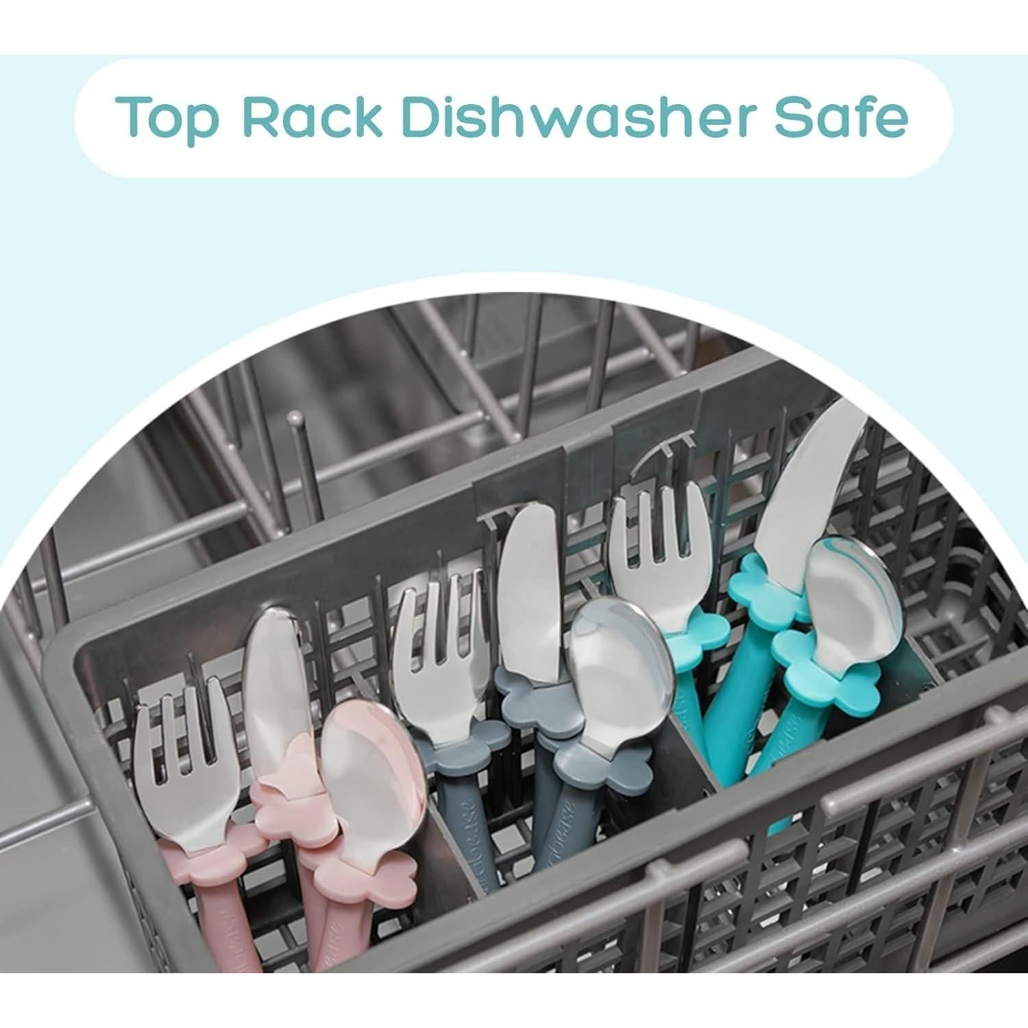 Juego de Cubiertos para Niños Grabease - Acero Inoxidable Azul