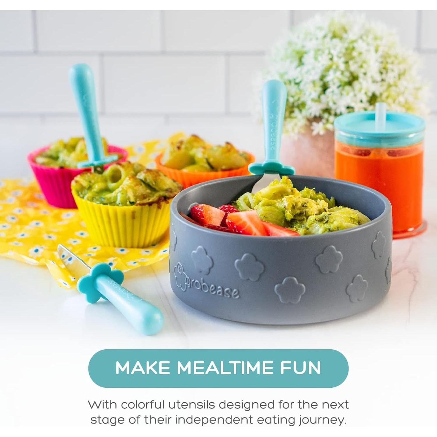 Juego de Cubiertos para Niños Grabease - Acero Inoxidable Azul