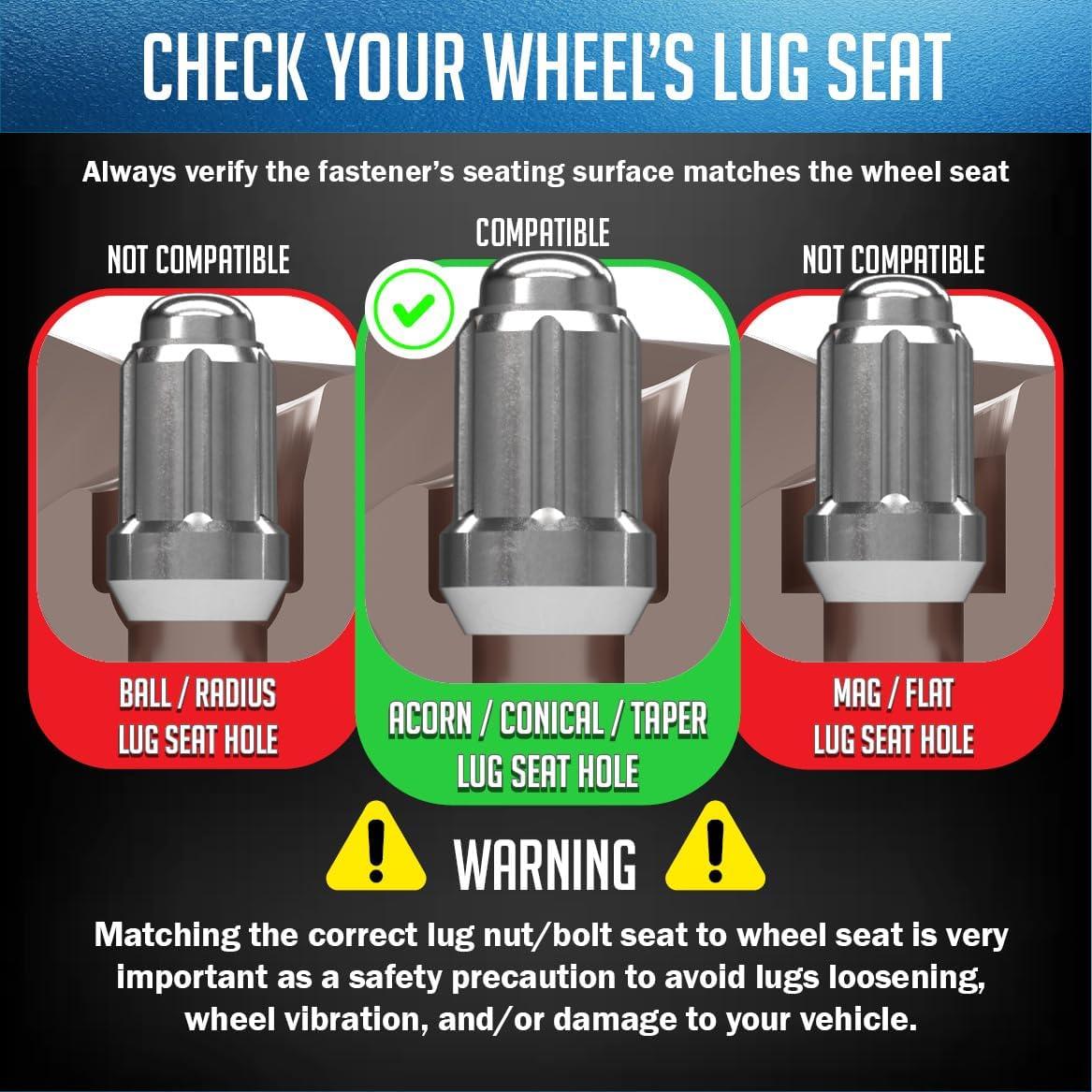 Tuercas de Rueda 20 Pcs 7/16"-20 Cromo Acero Accesorios