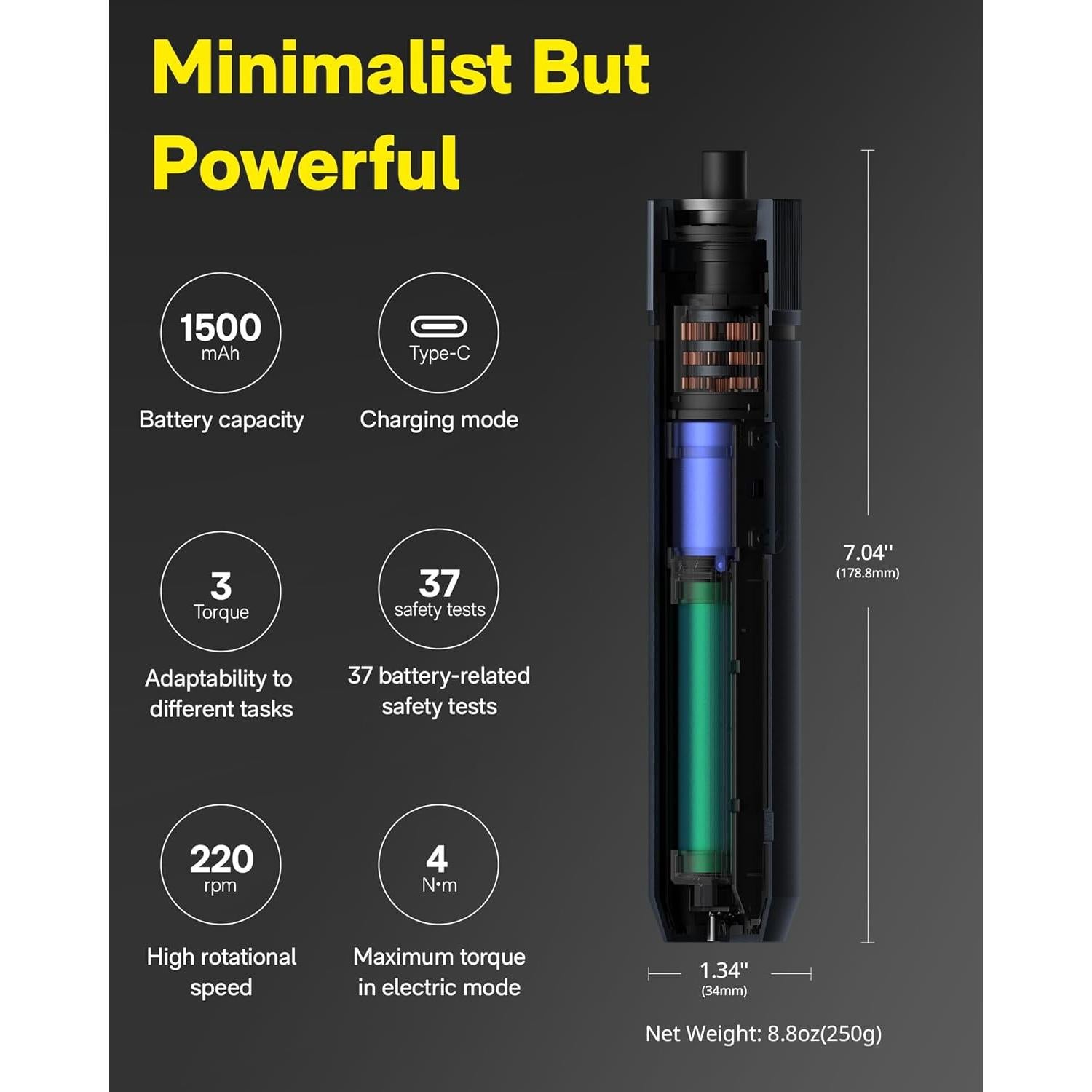 Destornillador Eléctrico HOTO 3.6V Inalámbrico con 12 Puntas