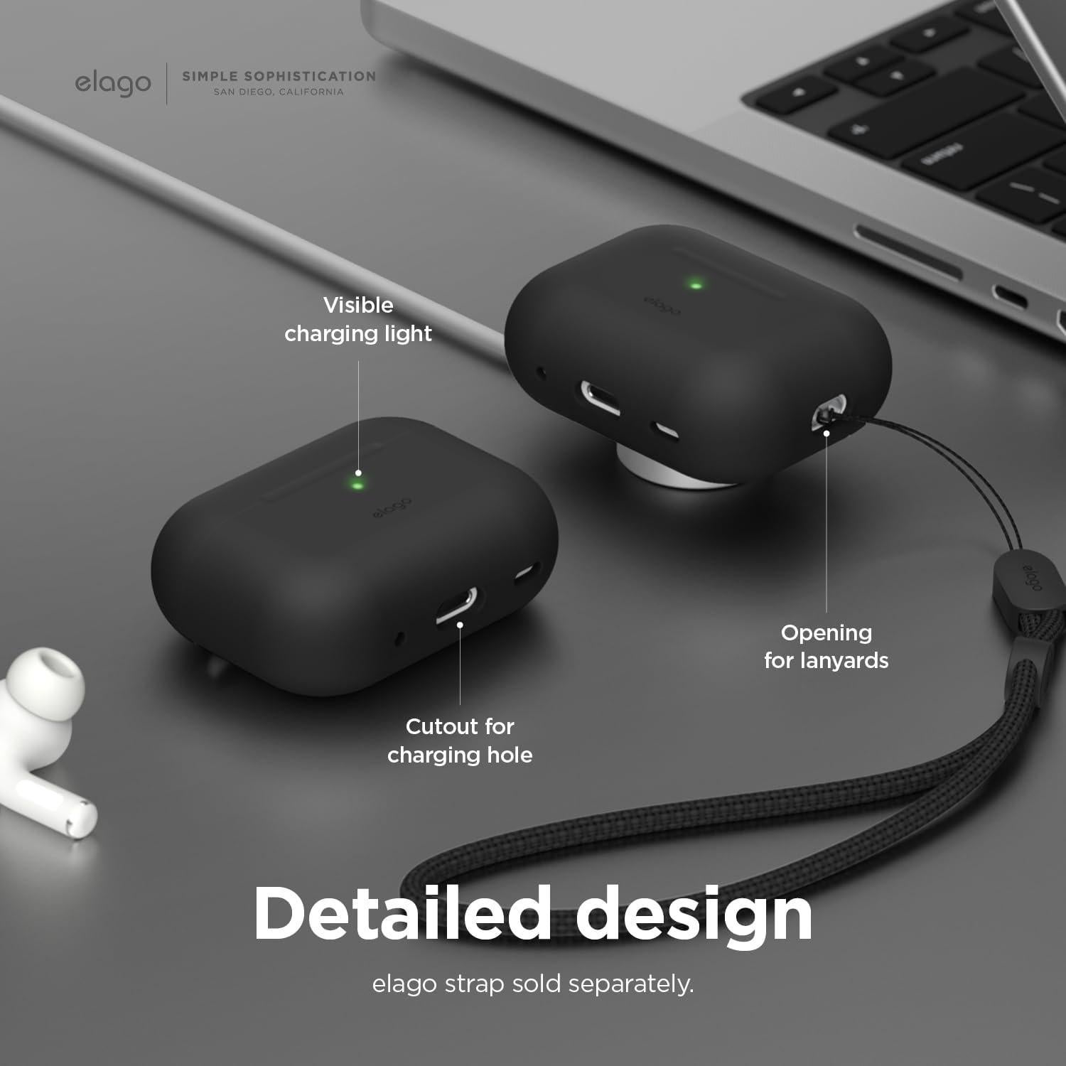 Funda de Silicona elago para AirPods Pro 2 - Negro