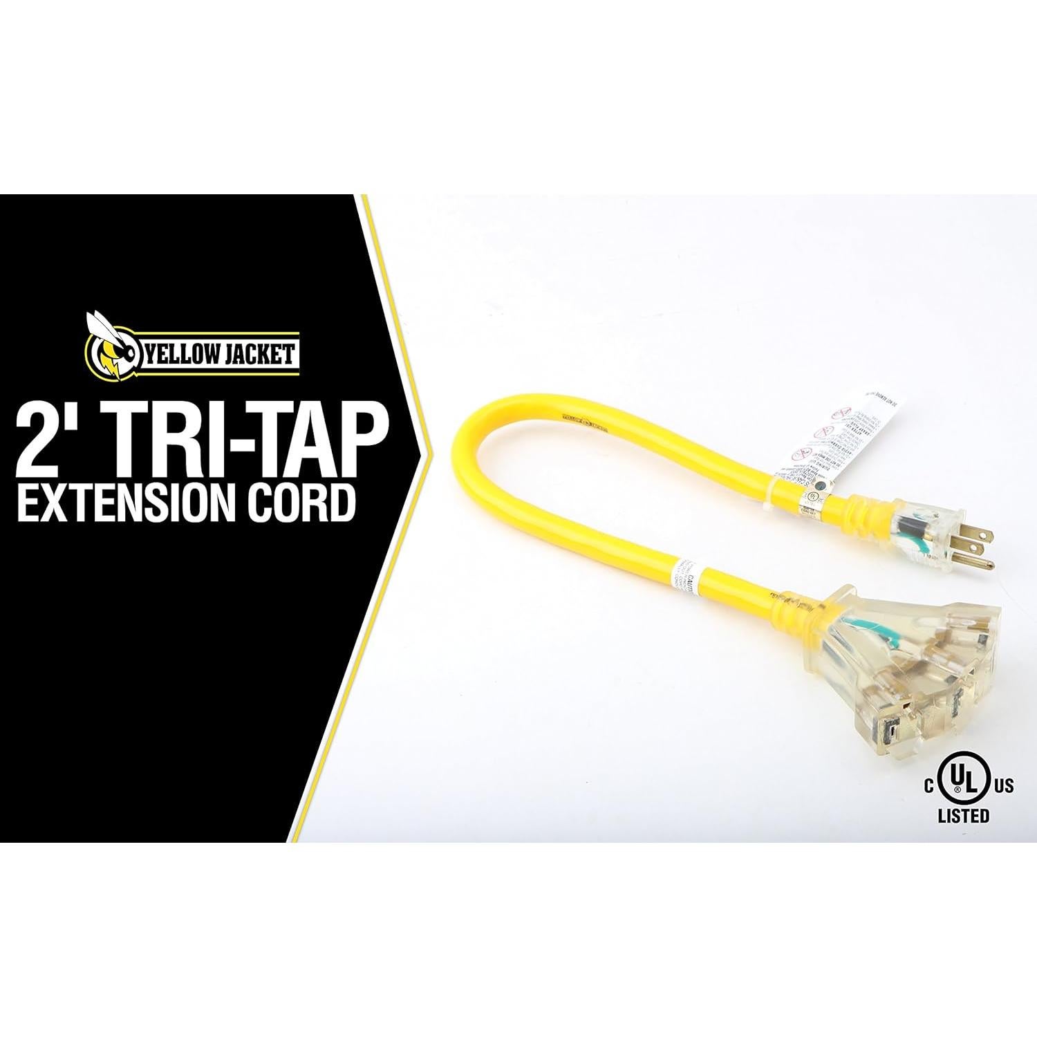 Cable de Extensión Chaqueta Amarilla 2882 12/3 15A 2 Pies