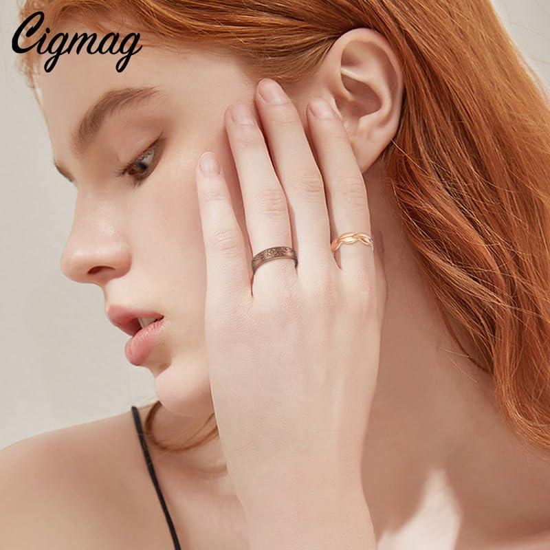 Anillos de Cobre Puro Cigmag para Mujeres Ajustables 2 Pcs