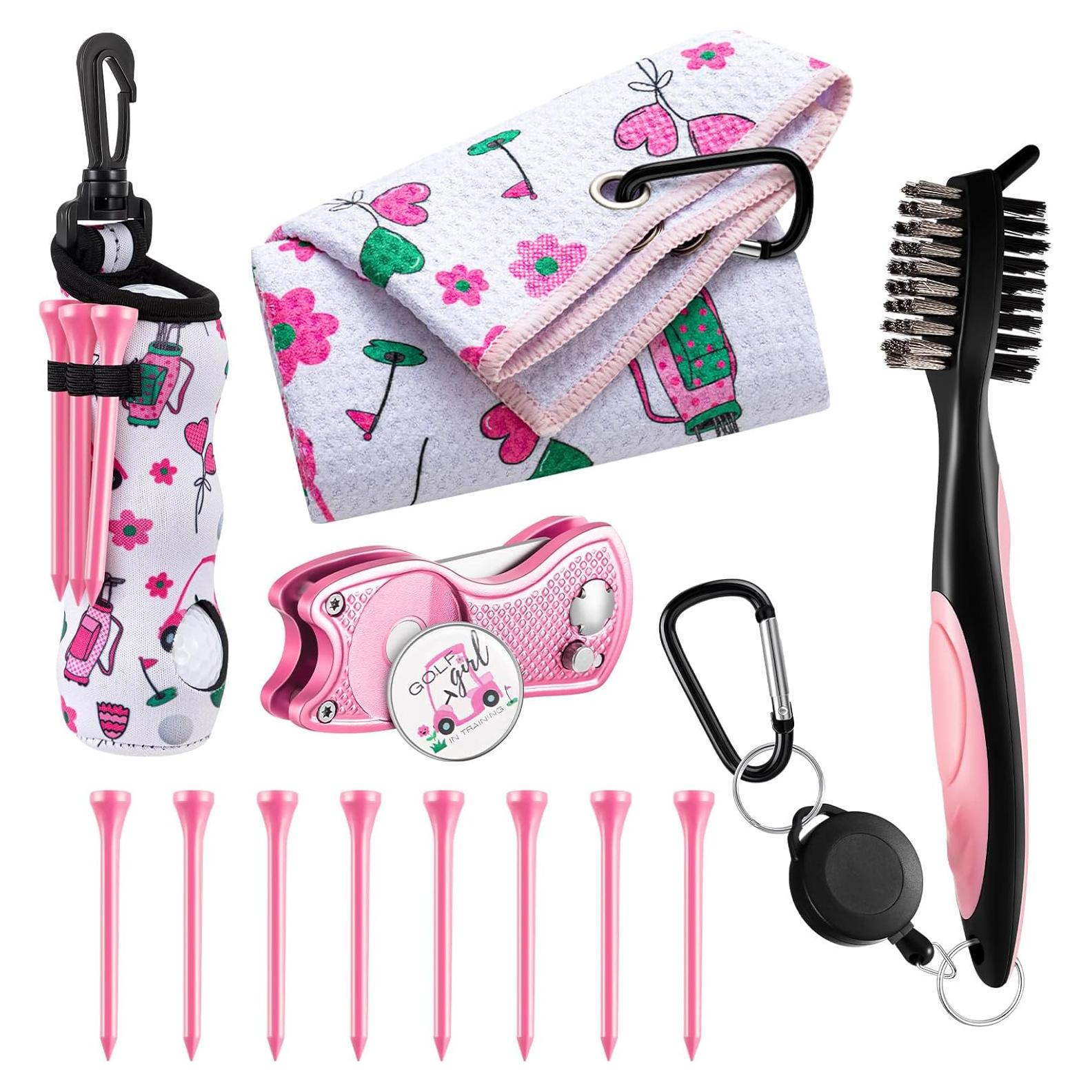 Kit de Accesorios de Golf Liliful 12 Piezas Rosa Floral