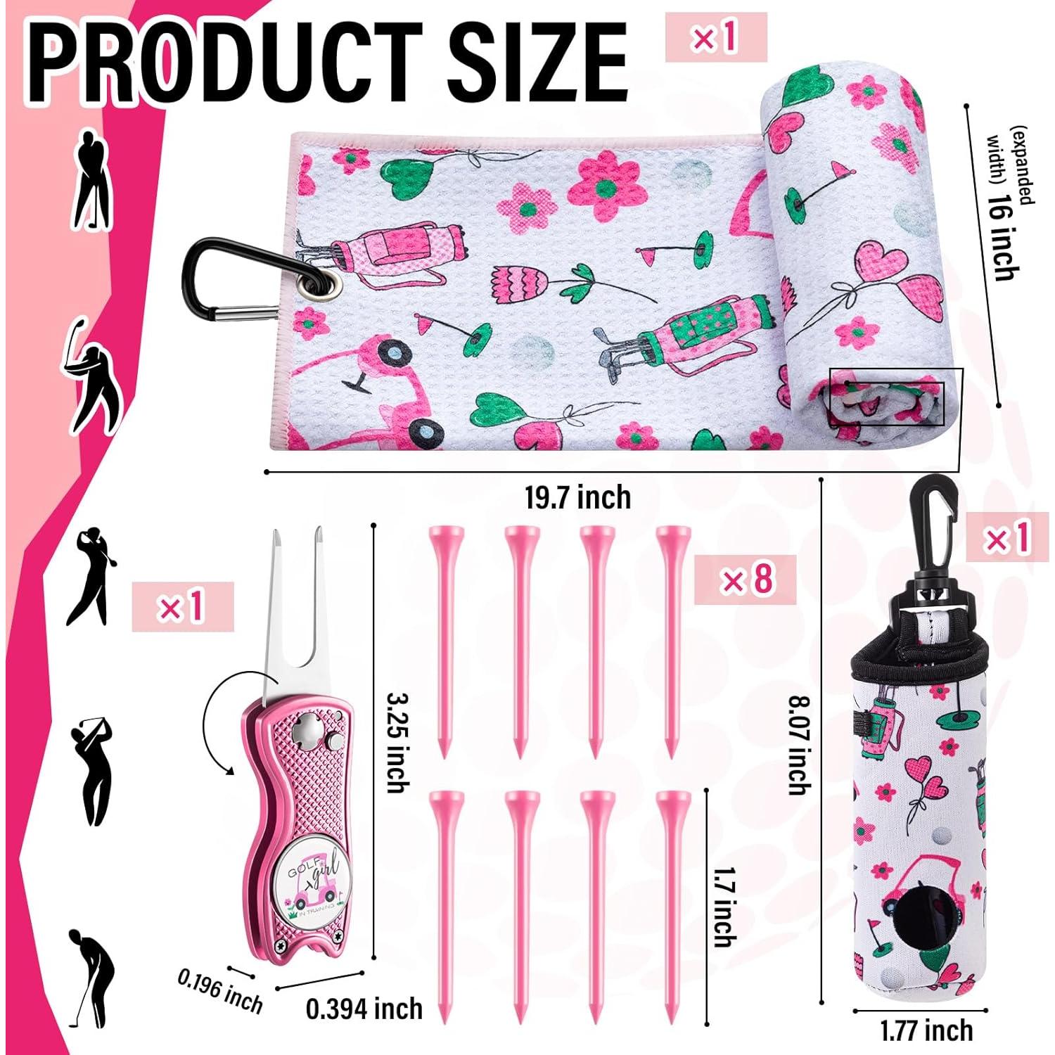 Kit de Accesorios de Golf Liliful 12 Piezas Rosa Floral